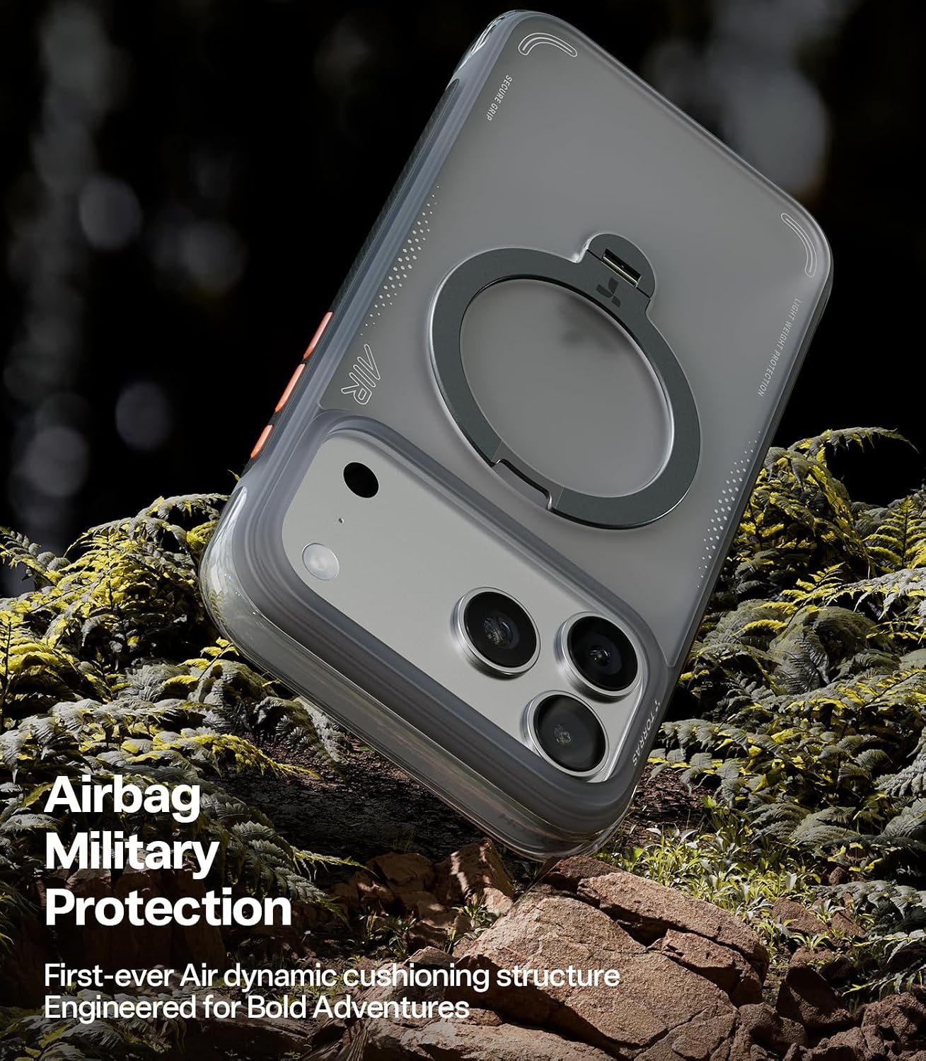 image:imageTORRAS Ostand Q3 Air for iPhone 16 Pro Max Case with 360 Magnetic Stand Fit for MagSafe Military Grade Drop Tested Camera Control Button Shockproof Phone Case for iPhone 16 Pro Max 69 BlackShadow Black