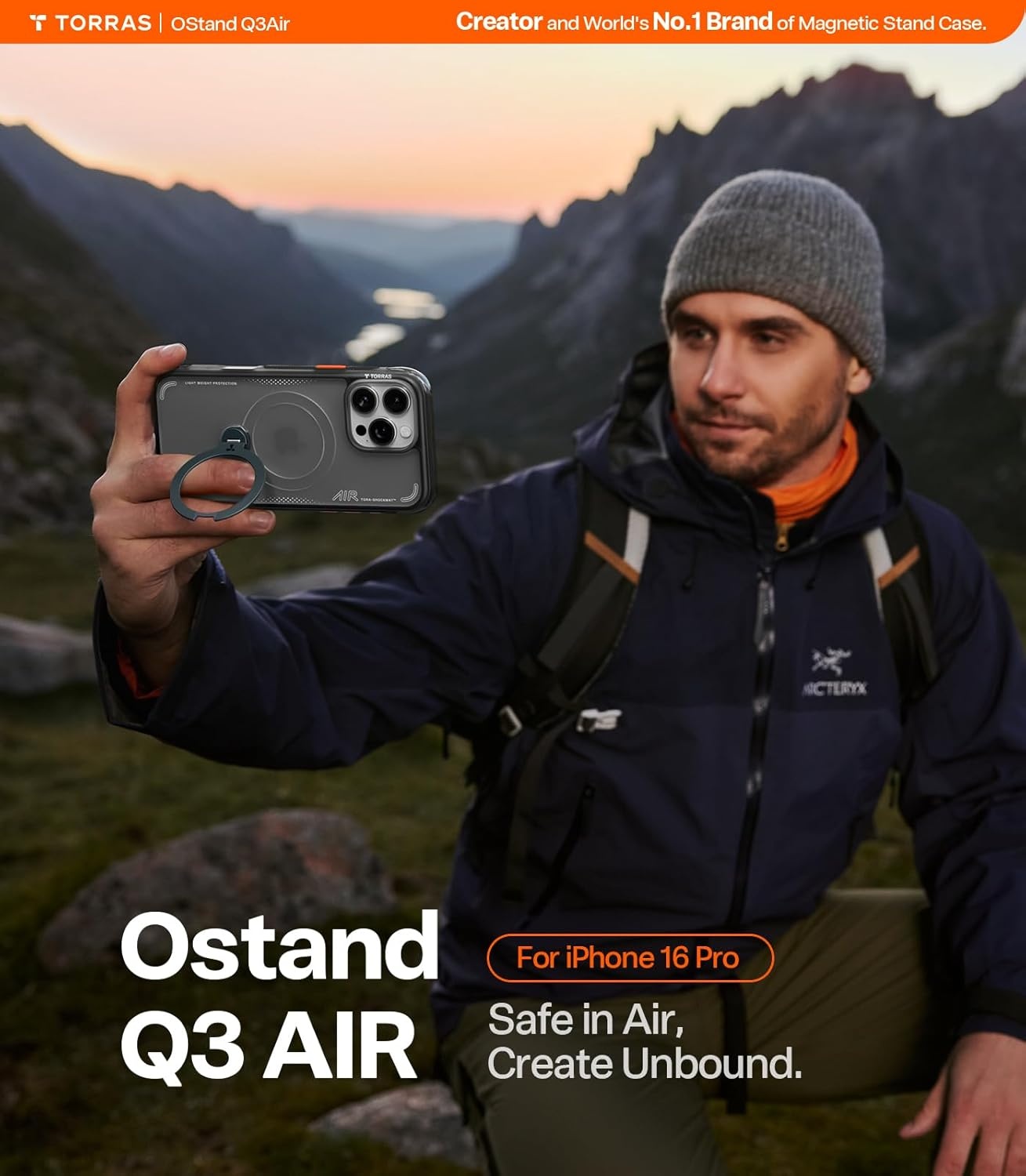 image:imageTORRAS Ostand Q3 Air for iPhone 16 Pro Max Case with 360 Magnetic Stand Fit for MagSafe Military Grade Drop Tested Camera Control Button Shockproof Phone Case for iPhone 16 Pro Max 69 BlackShadow Black
