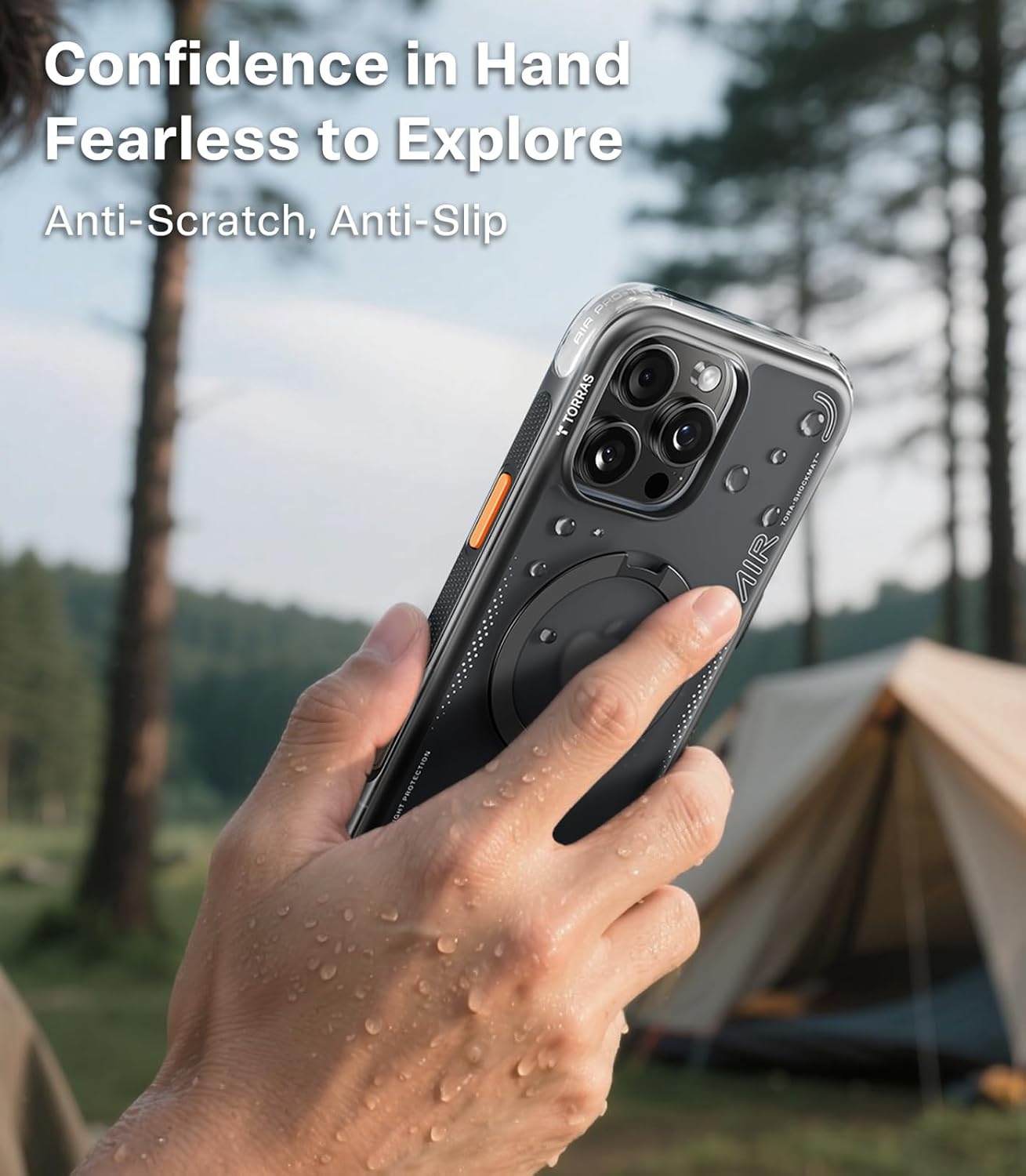 image:imageTORRAS Ostand Q3 Air for iPhone 16 Pro Max Case with 360 Magnetic Stand Fit for MagSafe Military Grade Drop Tested Camera Control Button Shockproof Phone Case for iPhone 16 Pro Max 69 BlackShadow Black