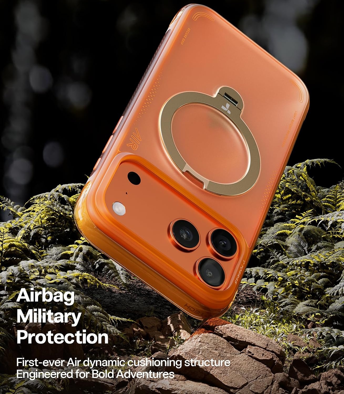 image:imageTORRAS Ostand Q3 Air for iPhone 16 Pro Max Case with 360 Magnetic Stand Fit for MagSafe Military Grade Drop Tested Camera Control Button Shockproof Phone Case for iPhone 16 Pro Max 69 BlackHorizon Orange