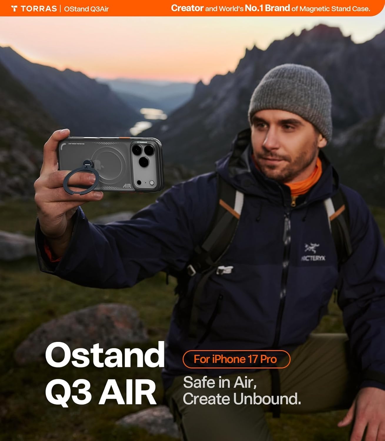 image:imageTORRAS Ostand Q3 Air for iPhone 16 Pro Max Case with 360 Magnetic Stand Fit for MagSafe Military Grade Drop Tested Camera Control Button Shockproof Phone Case for iPhone 16 Pro Max 69 BlackShadow Black