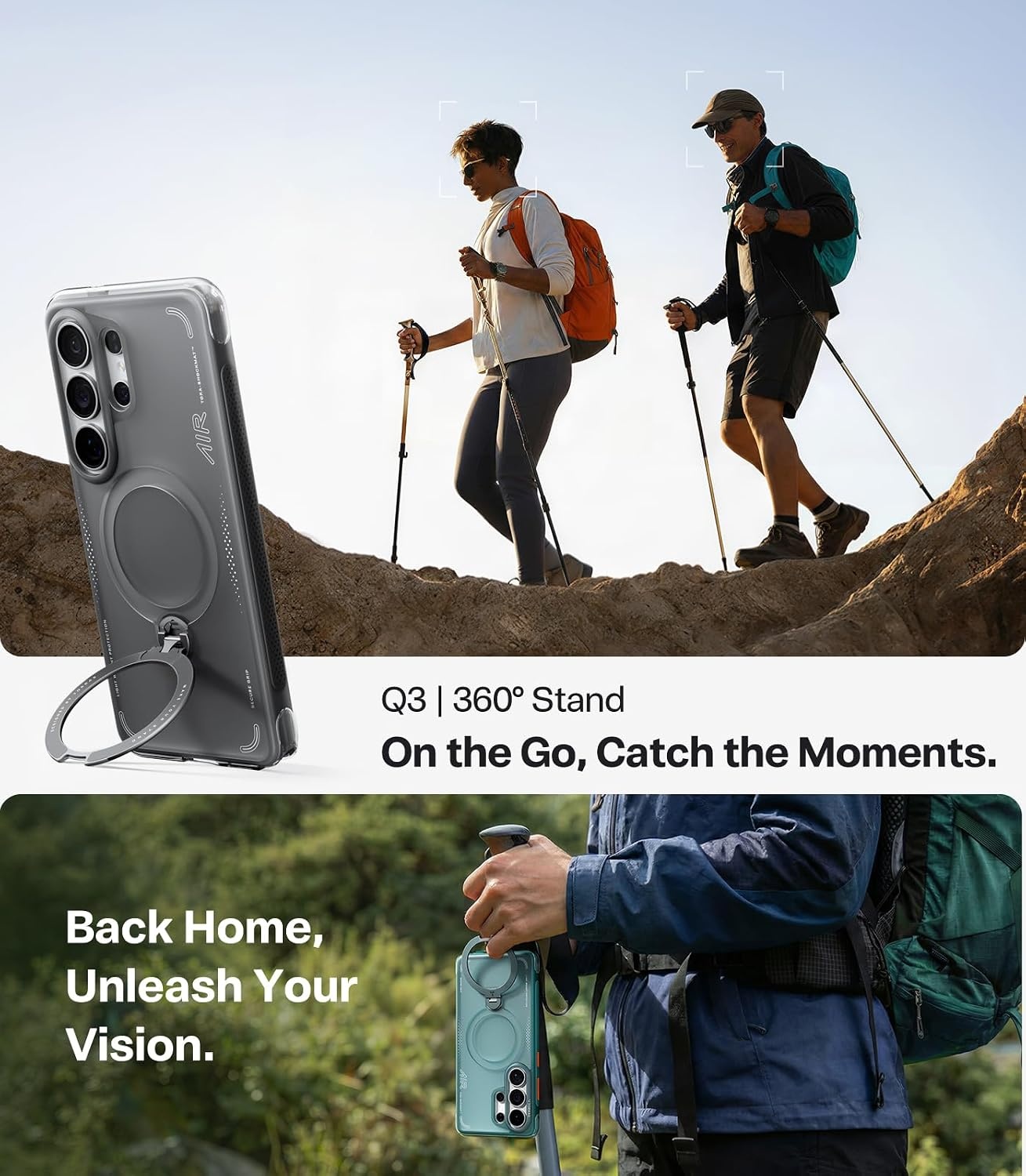 image:imageTORRAS Ostand Q3 Air for iPhone 16 Pro Max Case with 360 Magnetic Stand Fit for MagSafe Military Grade Drop Tested Camera Control Button Shockproof Phone Case for iPhone 16 Pro Max 69 BlackShadow Black