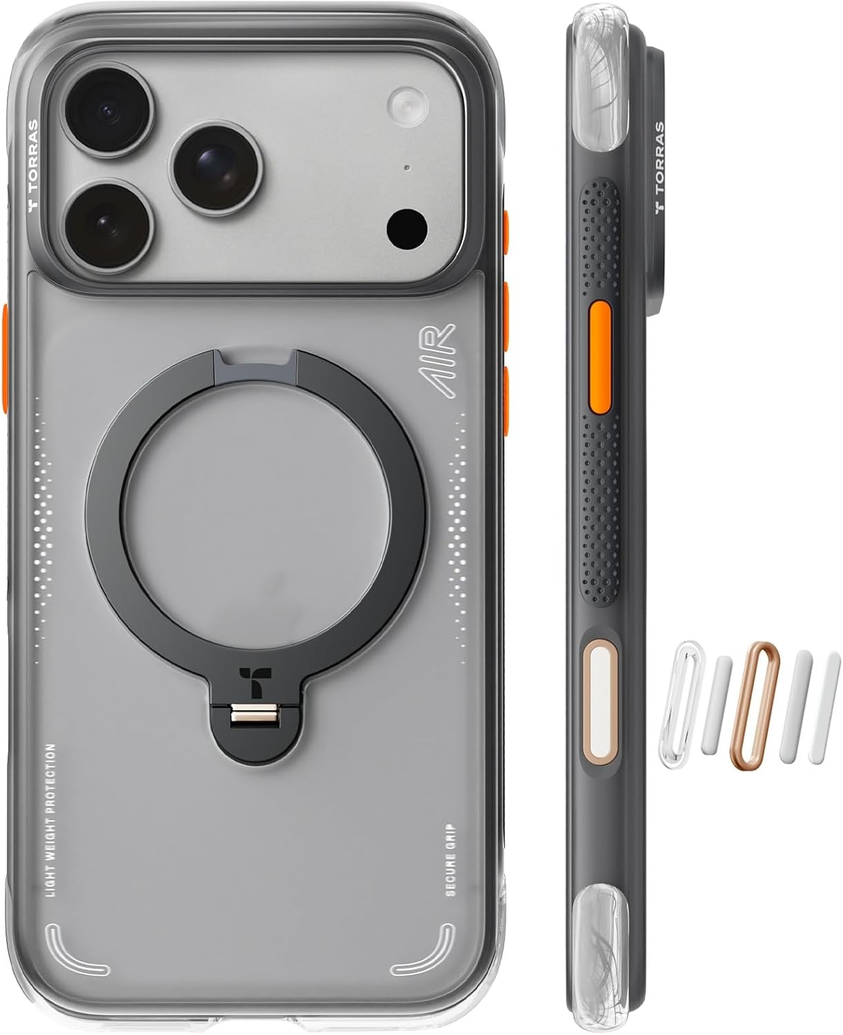 image:imageTORRAS Ostand Q3 Air for iPhone 16 Pro Max Case with 360 Magnetic Stand Fit for MagSafe Military Grade Drop Tested Camera Control Button Shockproof Phone Case for iPhone 16 Pro Max 69 BlackShadow Black