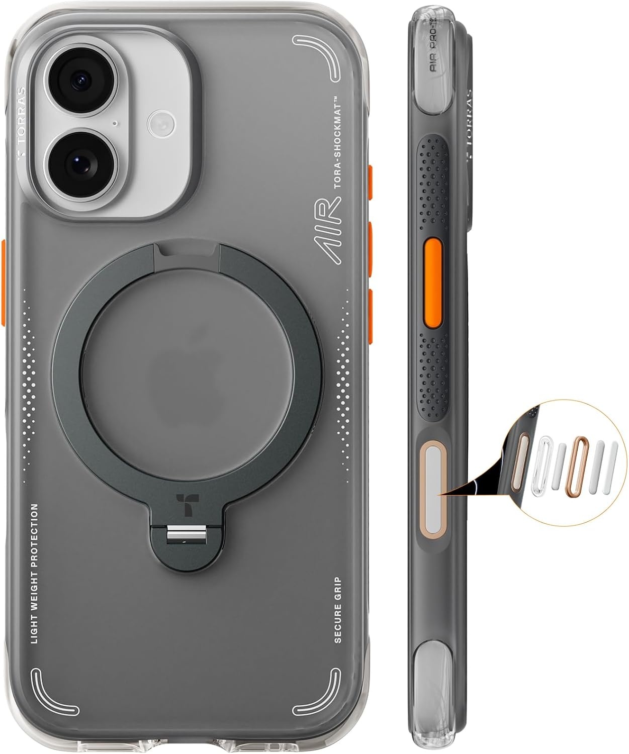 image:imageTORRAS Ostand Q3 Air for iPhone 16 Pro Max Case with 360 Magnetic Stand Fit for MagSafe Military Grade Drop Tested Camera Control Button Shockproof Phone Case for iPhone 16 Pro Max 69 BlackShadow Black