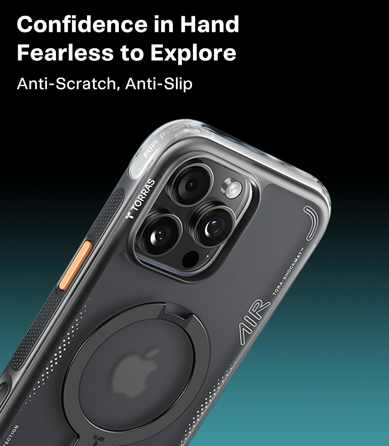 image:imageTORRAS Ostand Q3 Air for iPhone 16 Pro Max Case with 360 Magnetic Stand Fit for MagSafe Military Grade Drop Tested Camera Control Button Shockproof Phone Case for iPhone 16 Pro Max 69 BlackShadow Black