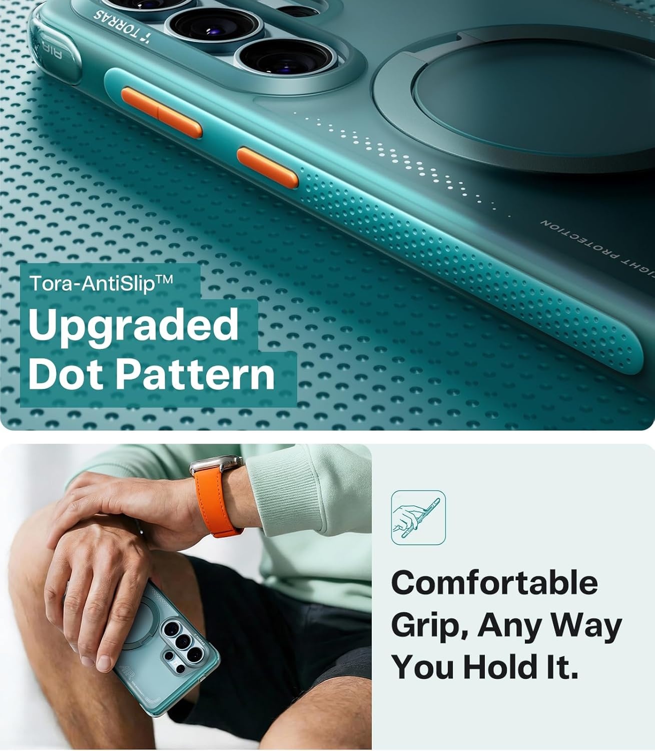 image:imageTORRAS Ostand Q3 Air for iPhone 16 Pro Max Case with 360 Magnetic Stand Fit for MagSafe Military Grade Drop Tested Camera Control Button Shockproof Phone Case for iPhone 16 Pro Max 69 BlackGlacier Sprint