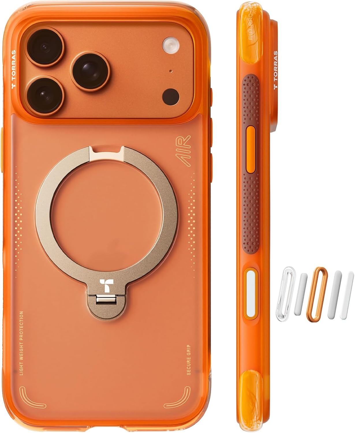 image:imageTORRAS Ostand Q3 Air for iPhone 16 Pro Max Case with 360 Magnetic Stand Fit for MagSafe Military Grade Drop Tested Camera Control Button Shockproof Phone Case for iPhone 16 Pro Max 69 BlackHorizon Orange