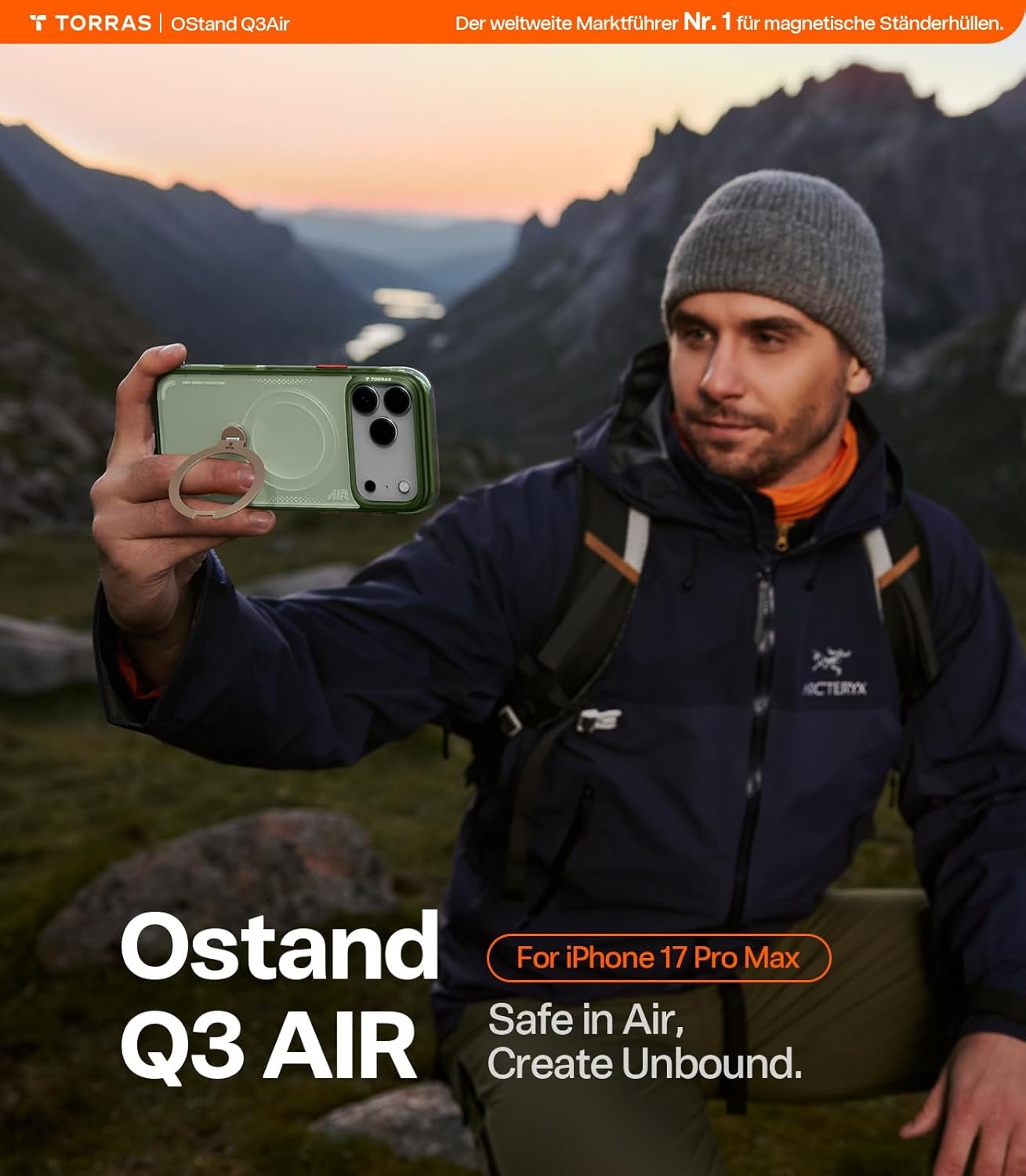 image:imageTORRAS Ostand Q3 Air for iPhone 16 Pro Max Case with 360 Magnetic Stand Fit for MagSafe Military Grade Drop Tested Camera Control Button Shockproof Phone Case for iPhone 16 Pro Max 69 BlackEver Green