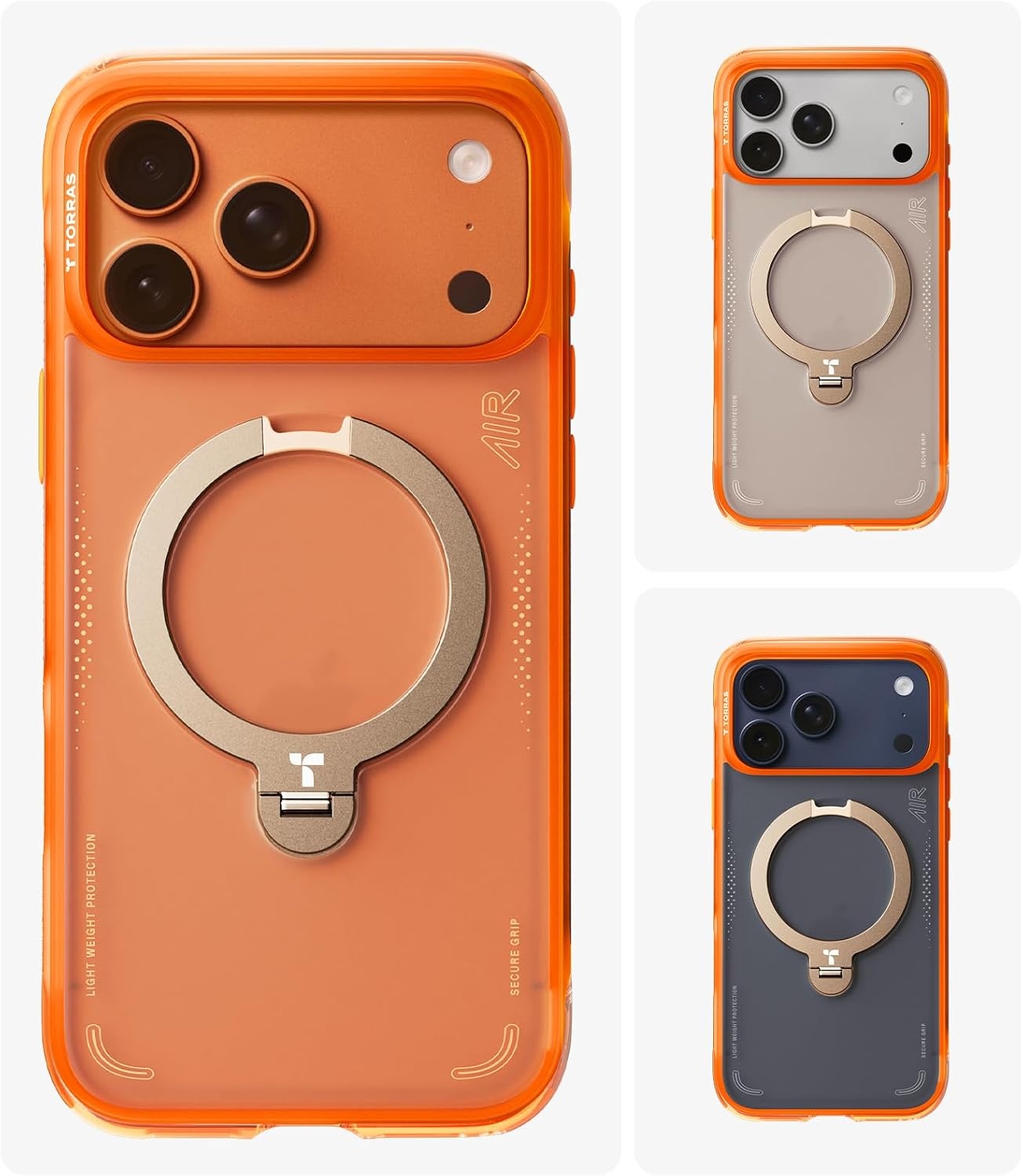 image:imageTORRAS Ostand Q3 Air for iPhone 16 Pro Max Case with 360 Magnetic Stand Fit for MagSafe Military Grade Drop Tested Camera Control Button Shockproof Phone Case for iPhone 16 Pro Max 69 BlackHorizon Orange