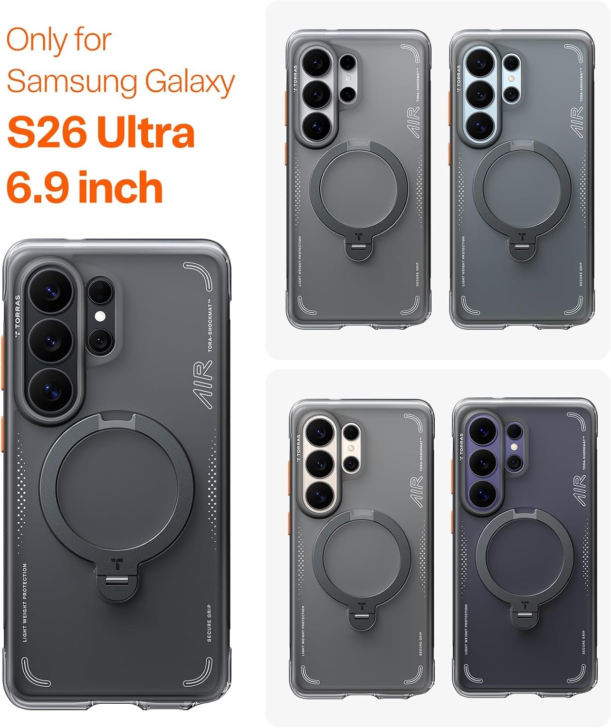 image:imageTORRAS Ostand Q3 Air for iPhone 16 Pro Max Case with 360 Magnetic Stand Fit for MagSafe Military Grade Drop Tested Camera Control Button Shockproof Phone Case for iPhone 16 Pro Max 69 BlackShadow Black