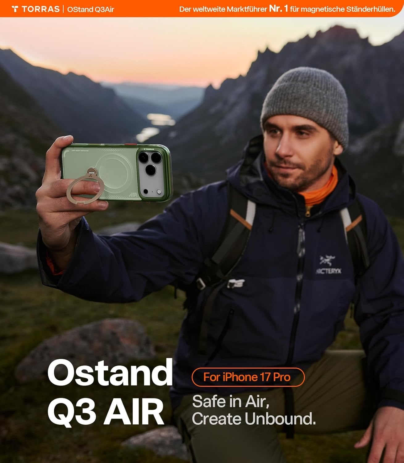 image:imageTORRAS Ostand Q3 Air for iPhone 16 Pro Max Case with 360 Magnetic Stand Fit for MagSafe Military Grade Drop Tested Camera Control Button Shockproof Phone Case for iPhone 16 Pro Max 69 BlackEver Green