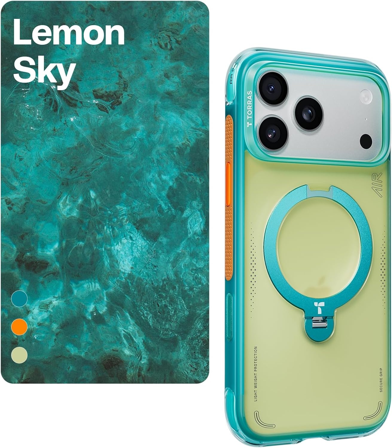 image:imageTORRAS Ostand Q3 Air for iPhone 16 Pro Max Case with 360 Magnetic Stand Fit for MagSafe Military Grade Drop Tested Camera Control Button Shockproof Phone Case for iPhone 16 Pro Max 69 BlackDune Sky