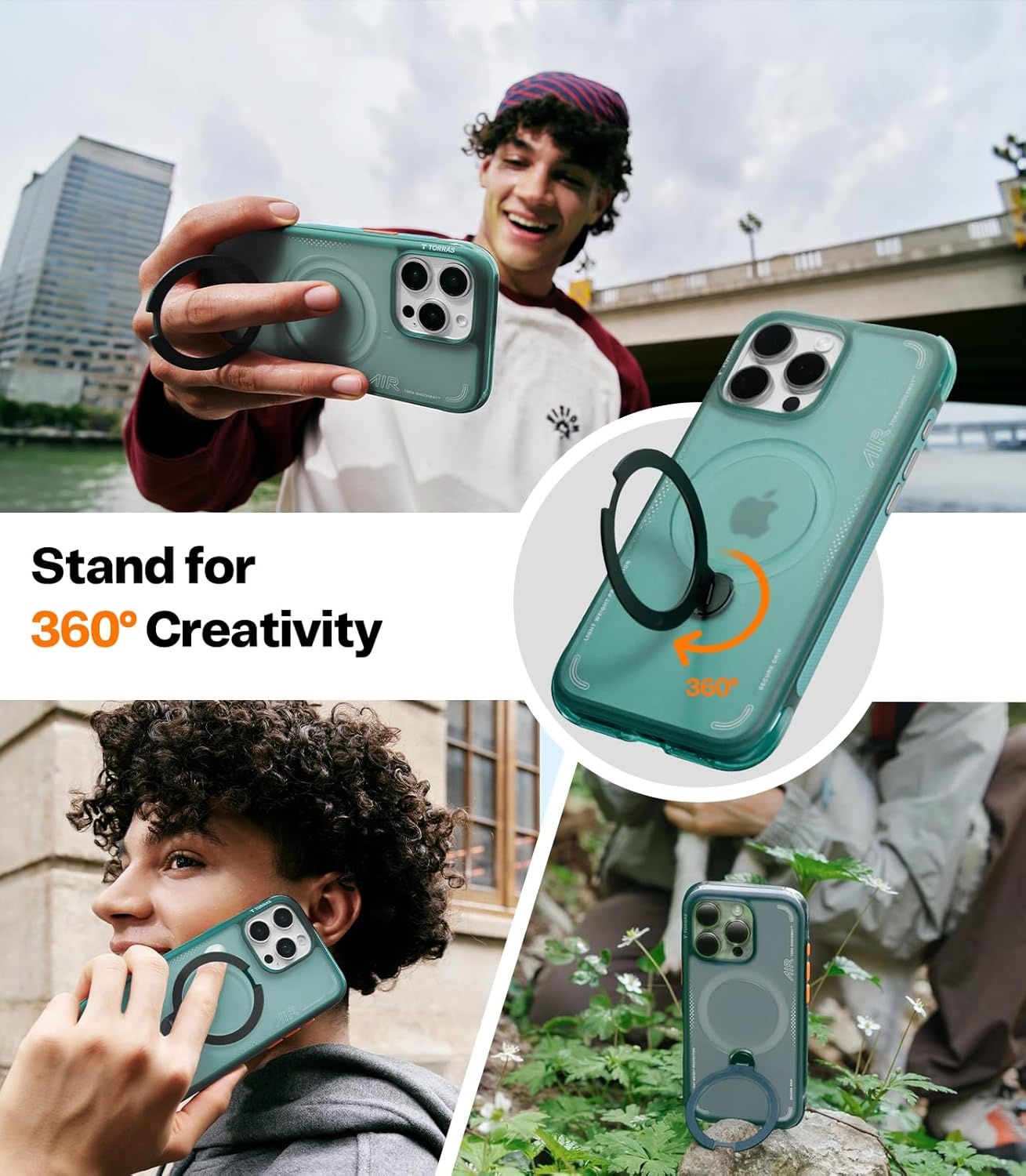 image:imageTORRAS Ostand Q3 Air for iPhone 16 Pro Max Case with 360 Magnetic Stand Fit for MagSafe Military Grade Drop Tested Camera Control Button Shockproof Phone Case for iPhone 16 Pro Max 69 BlackGlacier Sprint