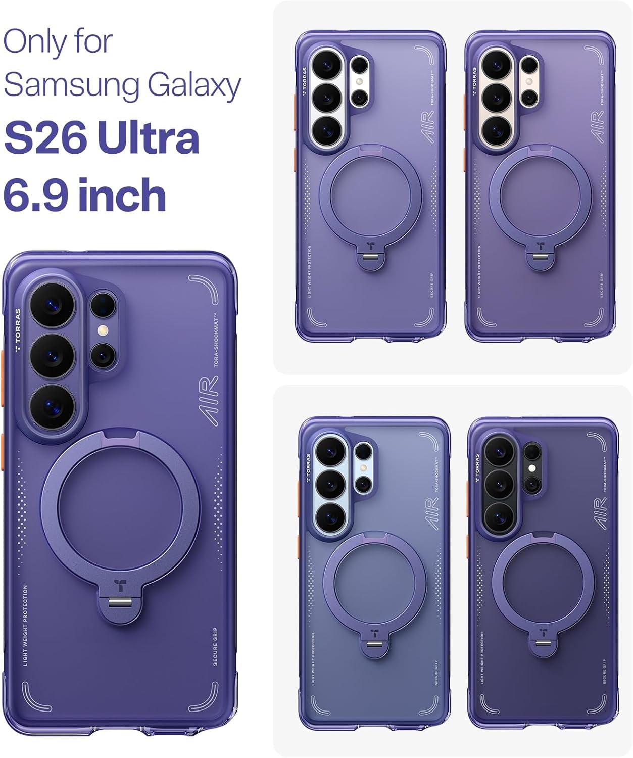 image:imageTORRAS Ostand Q3 Air for iPhone 16 Pro Max Case with 360 Magnetic Stand Fit for MagSafe Military Grade Drop Tested Camera Control Button Shockproof Phone Case for iPhone 16 Pro Max 69 BlackViolet Surge