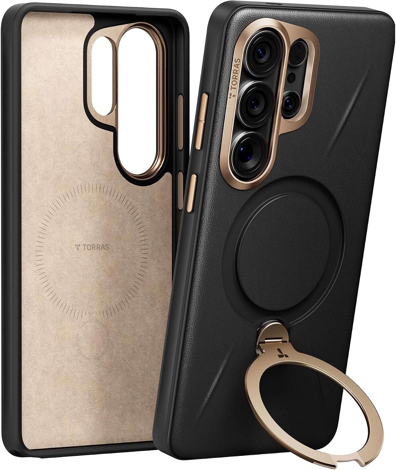 image:imageTORRAS Ostand Q3 VegSkin for Samsung Galaxy S26 Ultra Case Leather 360 Magnetic Stand Fit for MagSafe Premium Vegan Leather Case for S26 Ultra Case Microfiber Lining Amethyst PurpleBlack