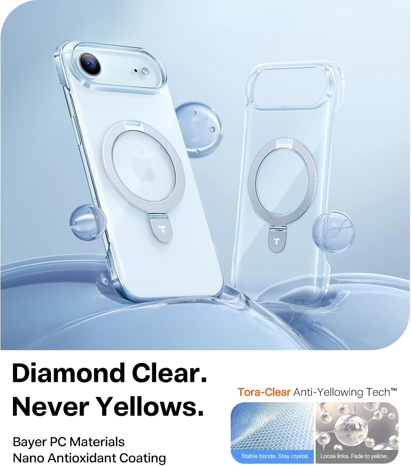 image:imageTORRAS Ostand Slim for iPhone 17 Pro Max Case Clear Upgraded Magnetic Stand Fit for MagSafe Frameless with Thin OpenEdge Fit Minimalist Phone Case for iPhone 17 Pro Max 69 Drop ProtectionClear