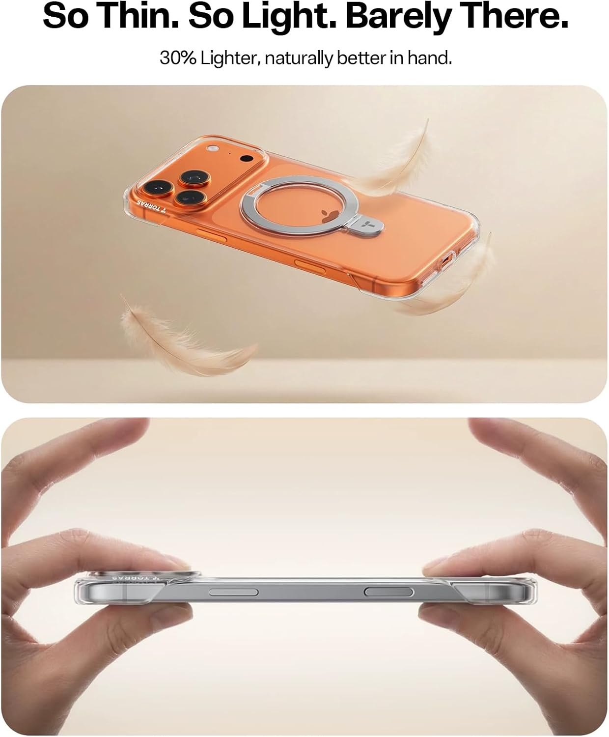 image:imageTORRAS Ostand Slim for iPhone 17 Pro Max Case Clear Upgraded Magnetic Stand Fit for MagSafe Frameless with Thin OpenEdge Fit Minimalist Phone Case for iPhone 17 Pro Max 69 Drop ProtectionClear
