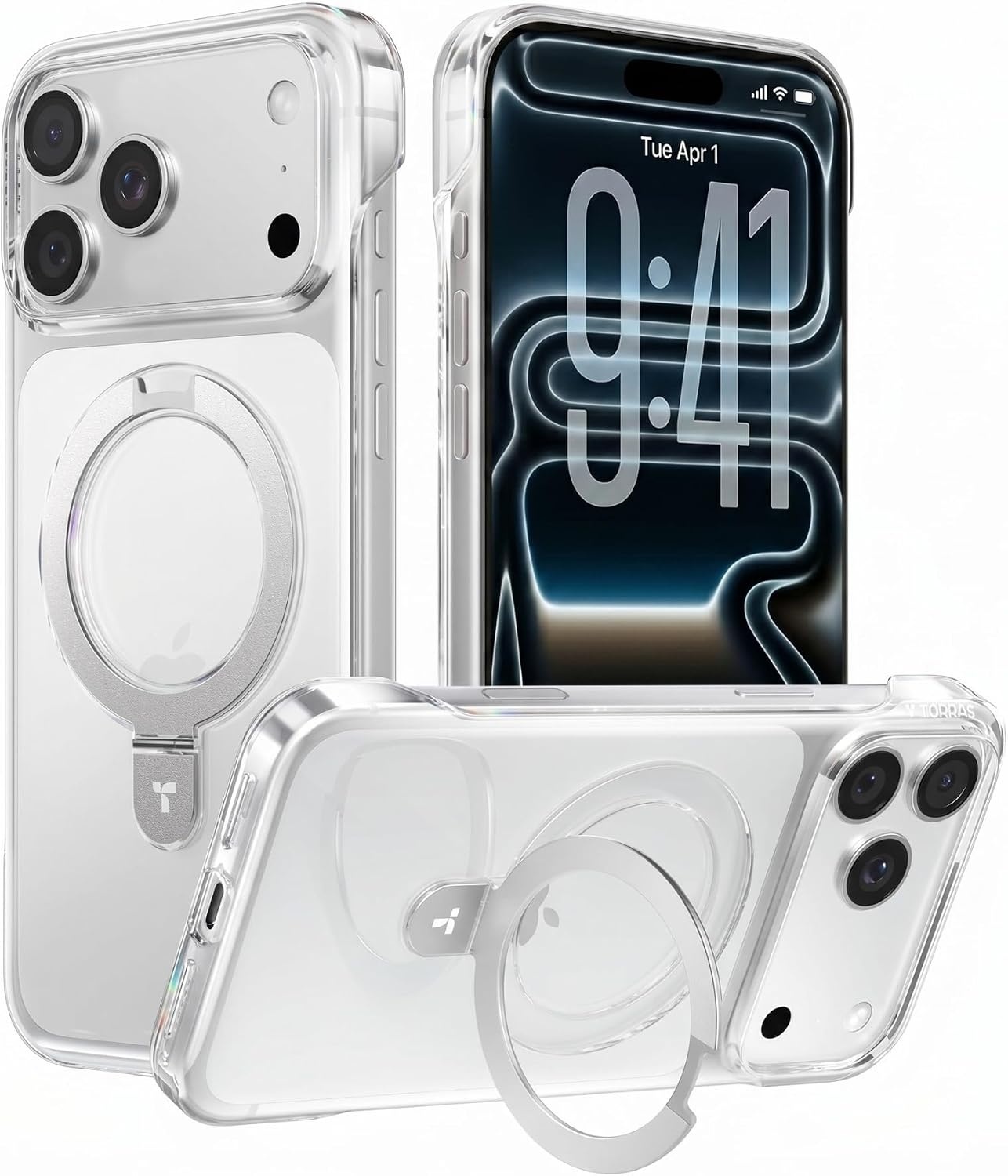 image:imageTORRAS Ostand Slim for iPhone 17 Pro Max Case Clear Upgraded Magnetic Stand Fit for MagSafe Frameless with Thin OpenEdge Fit Minimalist Phone Case for iPhone 17 Pro Max 69 Drop ProtectionClear