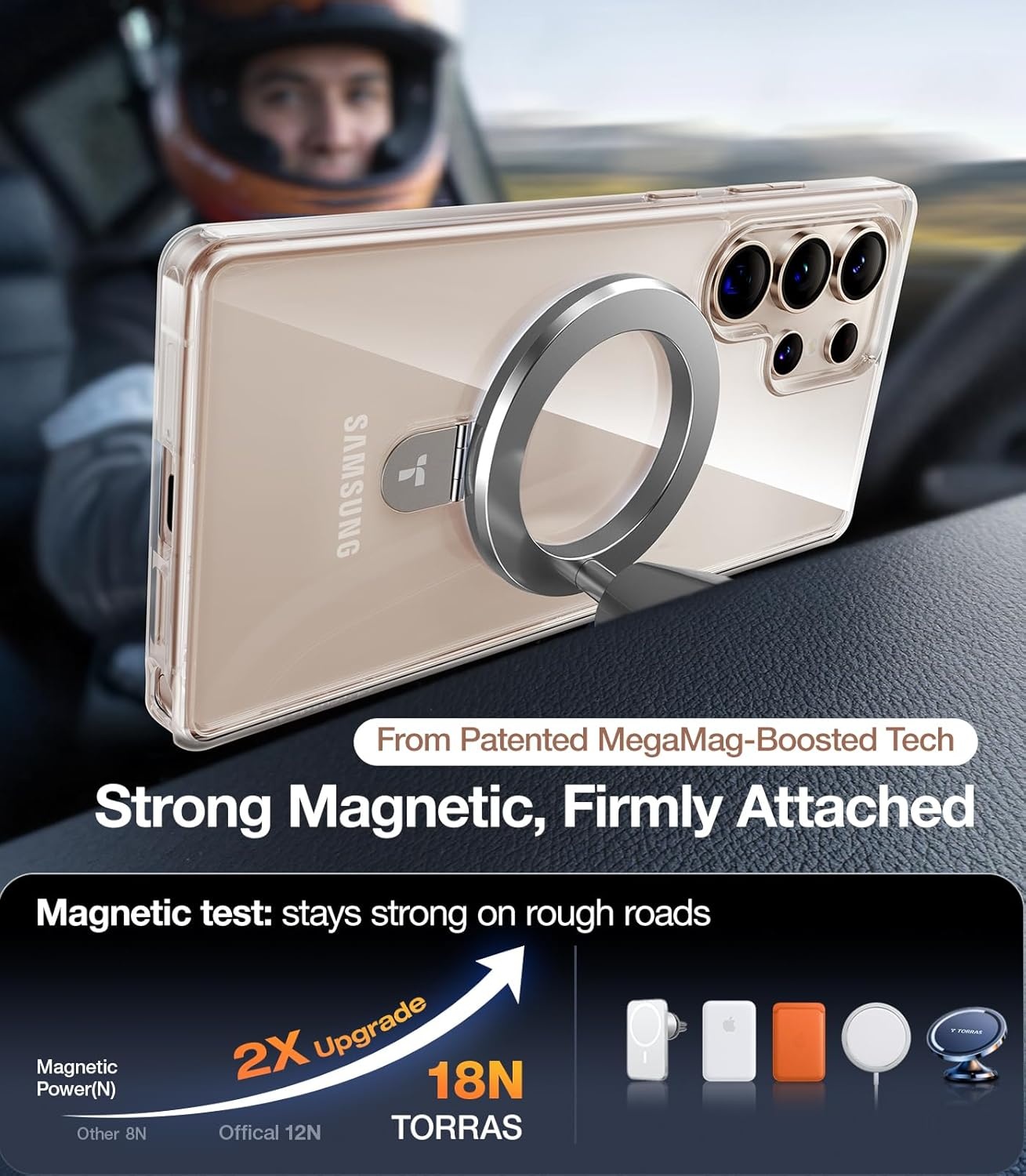 image:imageTORRAS Pale Apricot Magnetic for Galaxy S25 Ultra Case Fit for Magsafe Ring Stand Shockproof Translucent Slim Protective Phone Cover for S25 Ultra ApricotClear
