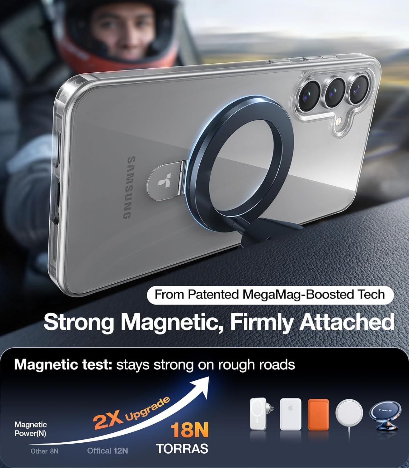 image:imageTORRAS Pale Apricot Magnetic for Galaxy S25 Ultra Case Fit for Magsafe Ring Stand Shockproof Translucent Slim Protective Phone Cover for S25 Ultra ApricotClear
