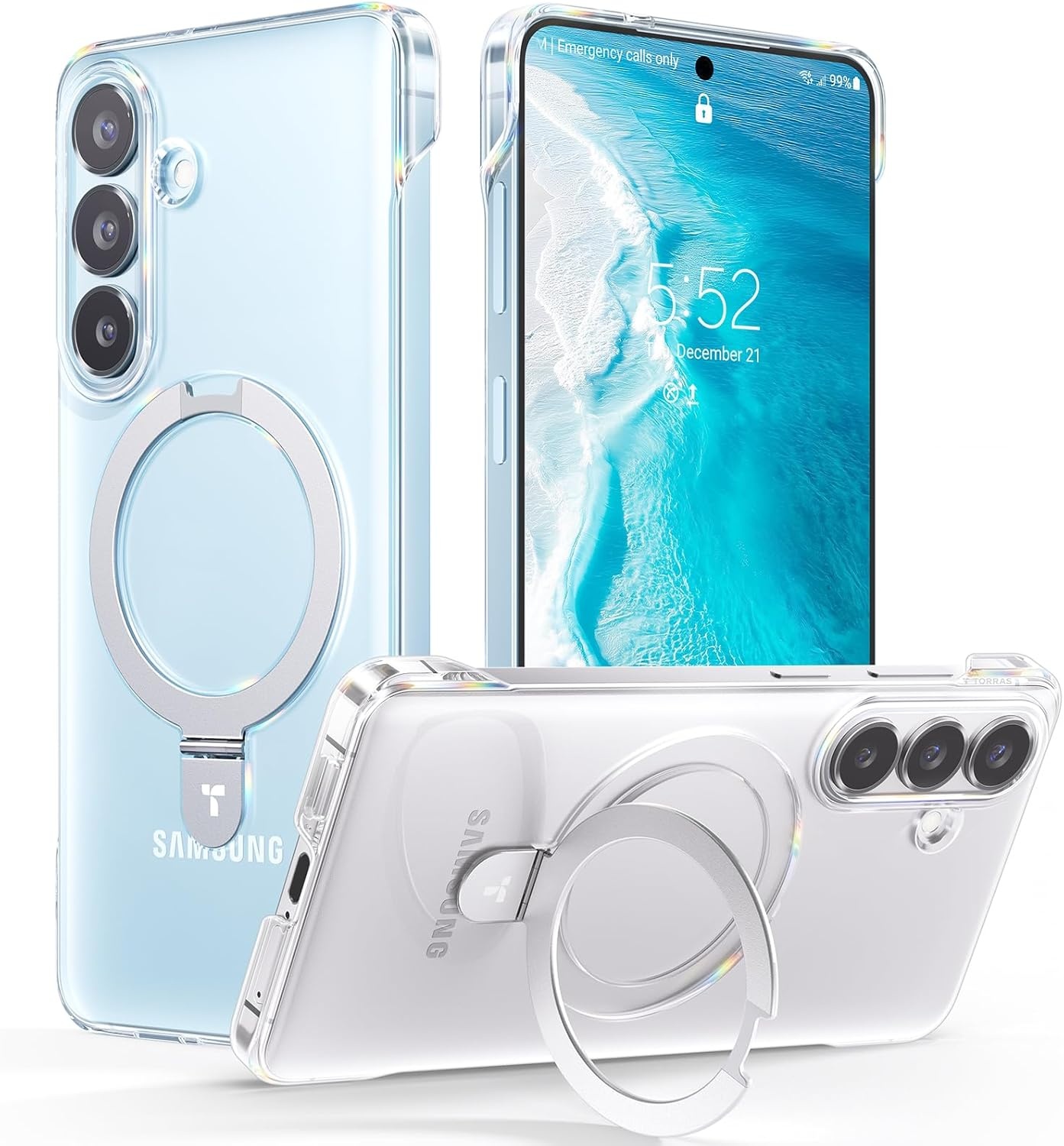 image:imageTORRAS Pale Apricot Magnetic for Galaxy S25 Ultra Case Fit for Magsafe Ring Stand Shockproof Translucent Slim Protective Phone Cover for S25 Ultra ApricotClear