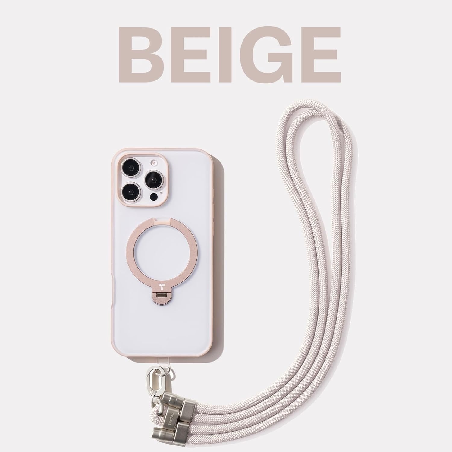 image:imageTORRAS Phone Lanyard Crossbody with 2 Phone Tabs Adjustable Anti Theft Phone Strap for All Phones Premium Metal Buckles SkinFriendly Universal Cell Phone Neck lanyard for Travel Essentials Black4beige