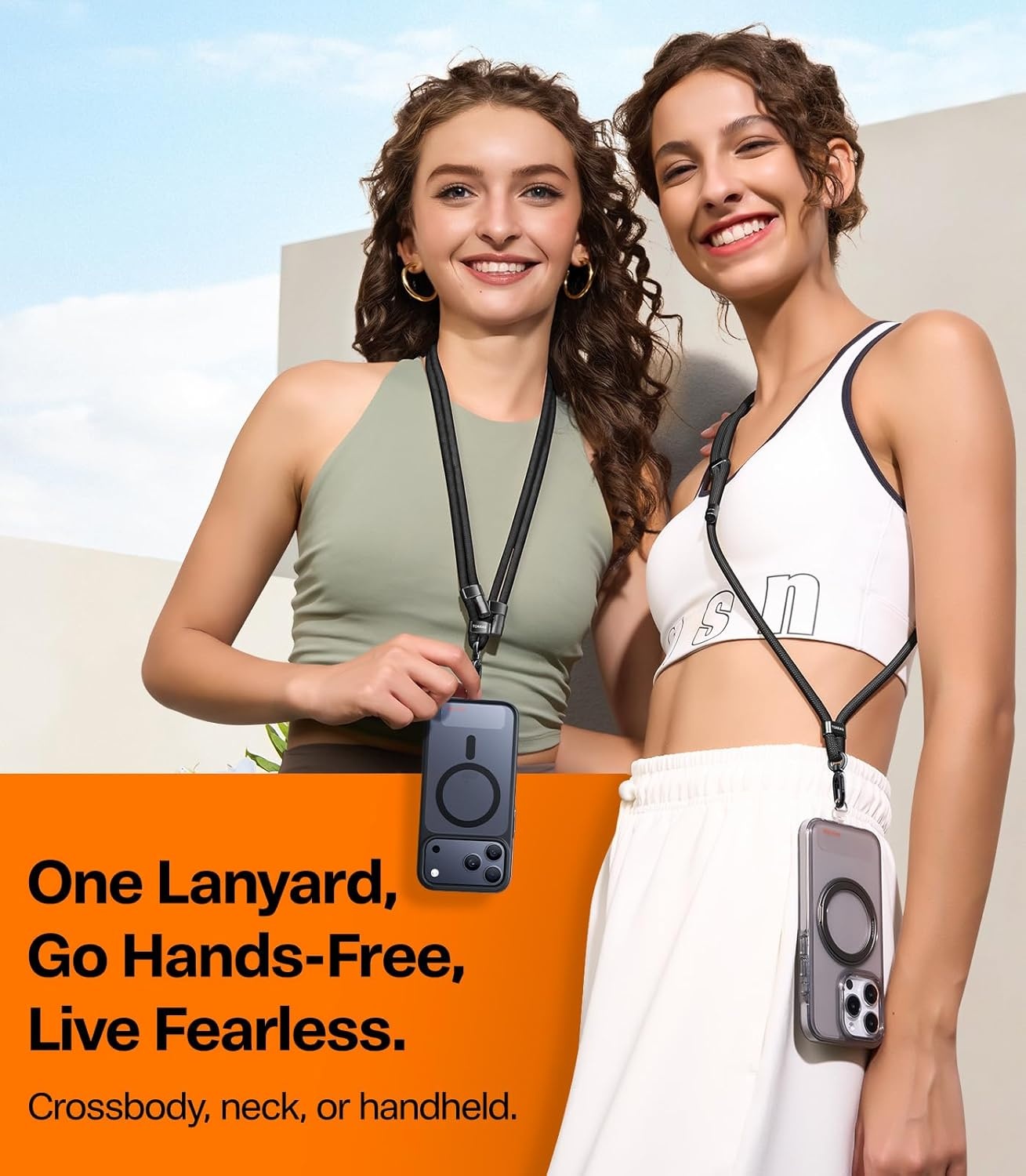 image:imageTORRAS Phone Lanyard Crossbody with 2 Phone Tabs Adjustable Anti Theft Phone Strap for All Phones Premium Metal Buckles SkinFriendly Universal Cell Phone Neck lanyard for Travel Essentials Black1black
