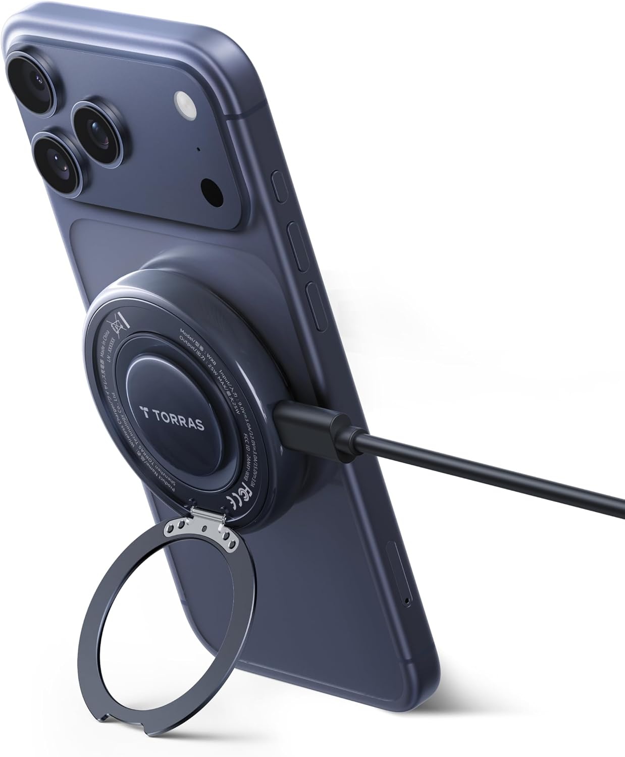 image:imageTORRAS PolarCircle Qi22 Wireless Charger 25W Cooling Magnetic Pad for iPhone 1716 Wireless Charger for Samsung Galaxy S26S25 with 360Spin Stand Semiconductor Game Cooler with 45W IceNano PlugBlack