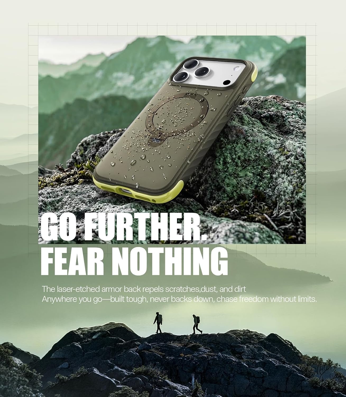image:imageTORRAS Q3 Rugged for iPhone 17 Pro Case with 360 Rotating Magnetic Stand Fit for MagSafe 16FT MilGrade Drop Protection Side AntiSlip Grip Camera Control Button Microfiber Lining Deep BlueMoss Green