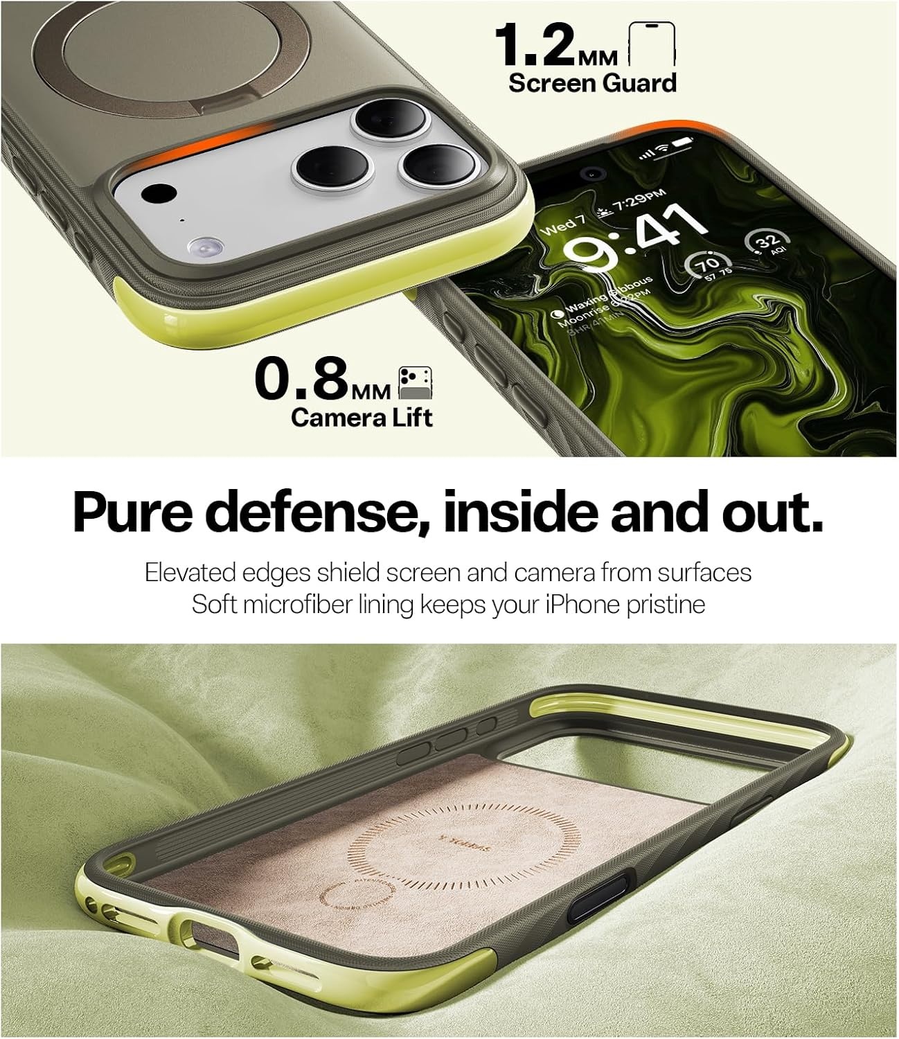 image:imageTORRAS Q3 Rugged for iPhone 17 Pro Case with 360 Rotating Magnetic Stand Fit for MagSafe 16FT MilGrade Drop Protection Side AntiSlip Grip Camera Control Button Microfiber Lining Deep BlueMoss Green