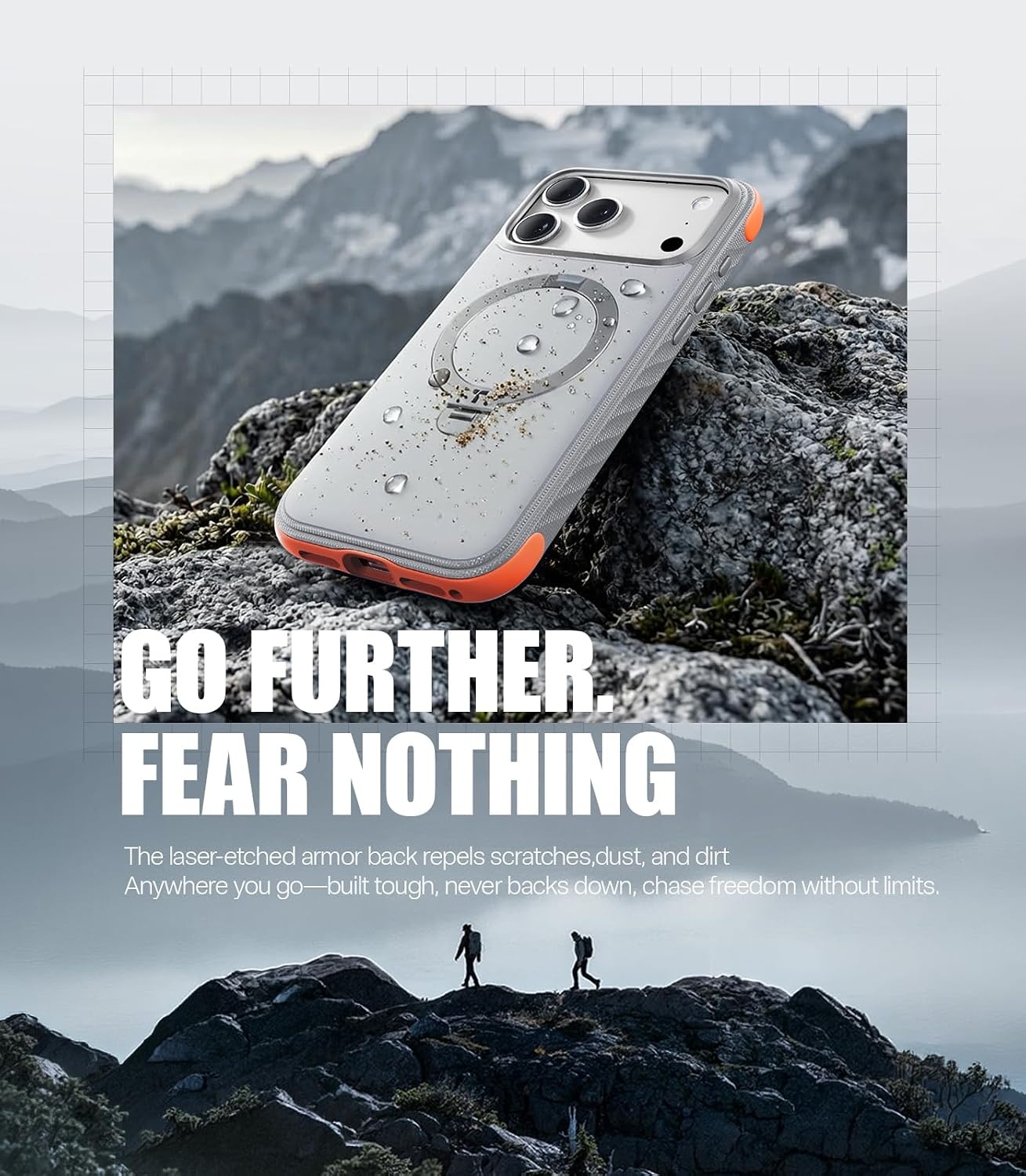 image:imageTORRAS Q3 Rugged for iPhone 17 Pro Case with 360 Rotating Magnetic Stand Fit for MagSafe 16FT MilGrade Drop Protection Side AntiSlip Grip Camera Control Button Microfiber Lining Deep BlueSunrise White