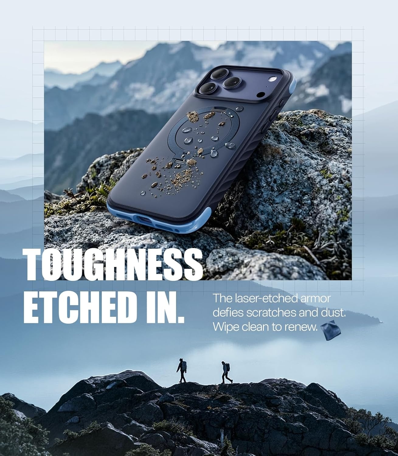 image:imageTORRAS Q3 Rugged for iPhone 17 Pro Max Case with 360 Magnetic Stand Tough 7X MilGrade Protection Fit for MagSafe AntiSlip Grippy Sides Camera Control ButtonMicrofiber Lining Deep Blue1Deep Blue