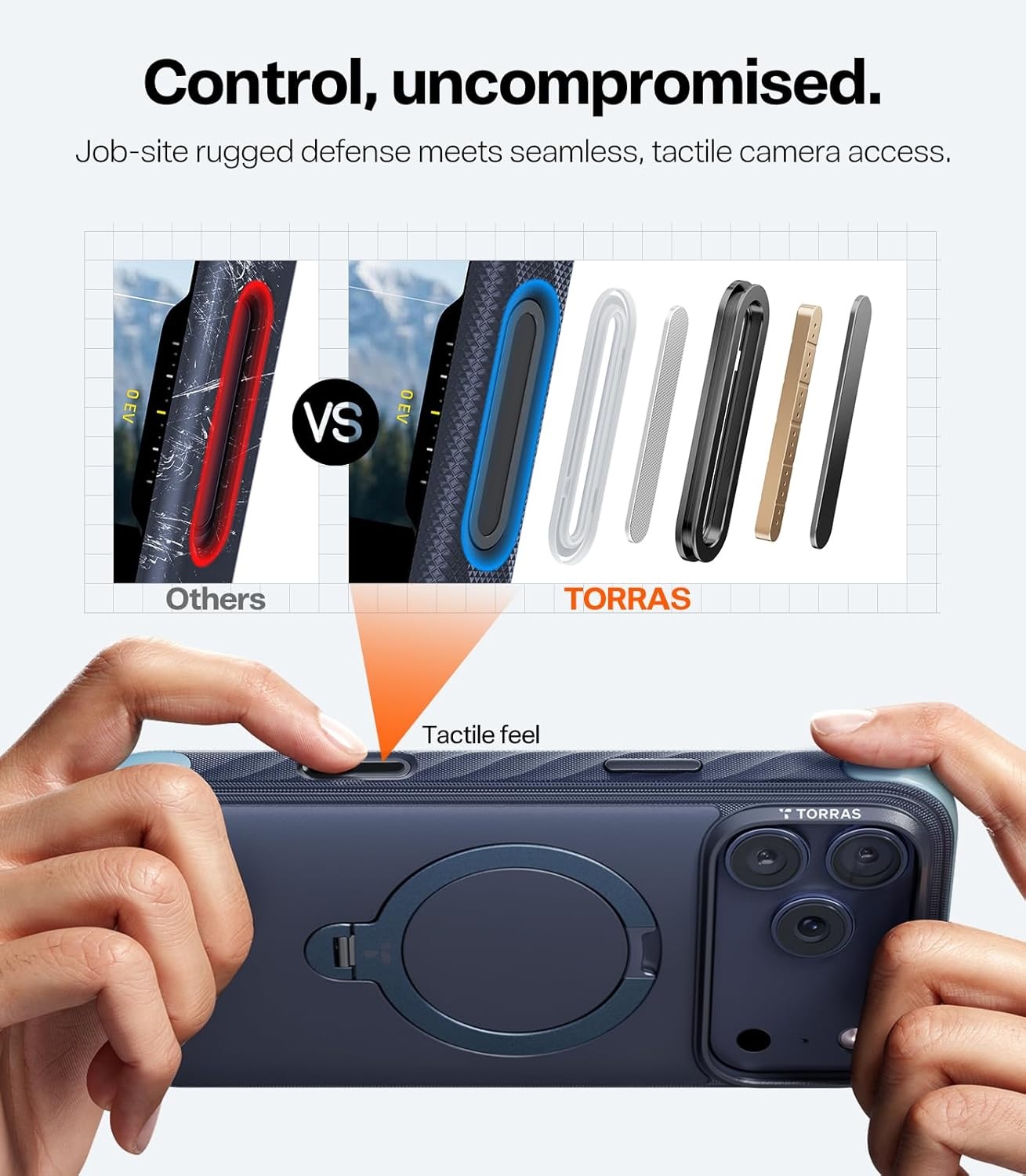 image:imageTORRAS Q3 Rugged for iPhone 17 Pro Max Case with 360 Magnetic Stand Tough 7X MilGrade Protection Fit for MagSafe AntiSlip Grippy Sides Camera Control ButtonMicrofiber Lining Deep Blue1Deep Blue