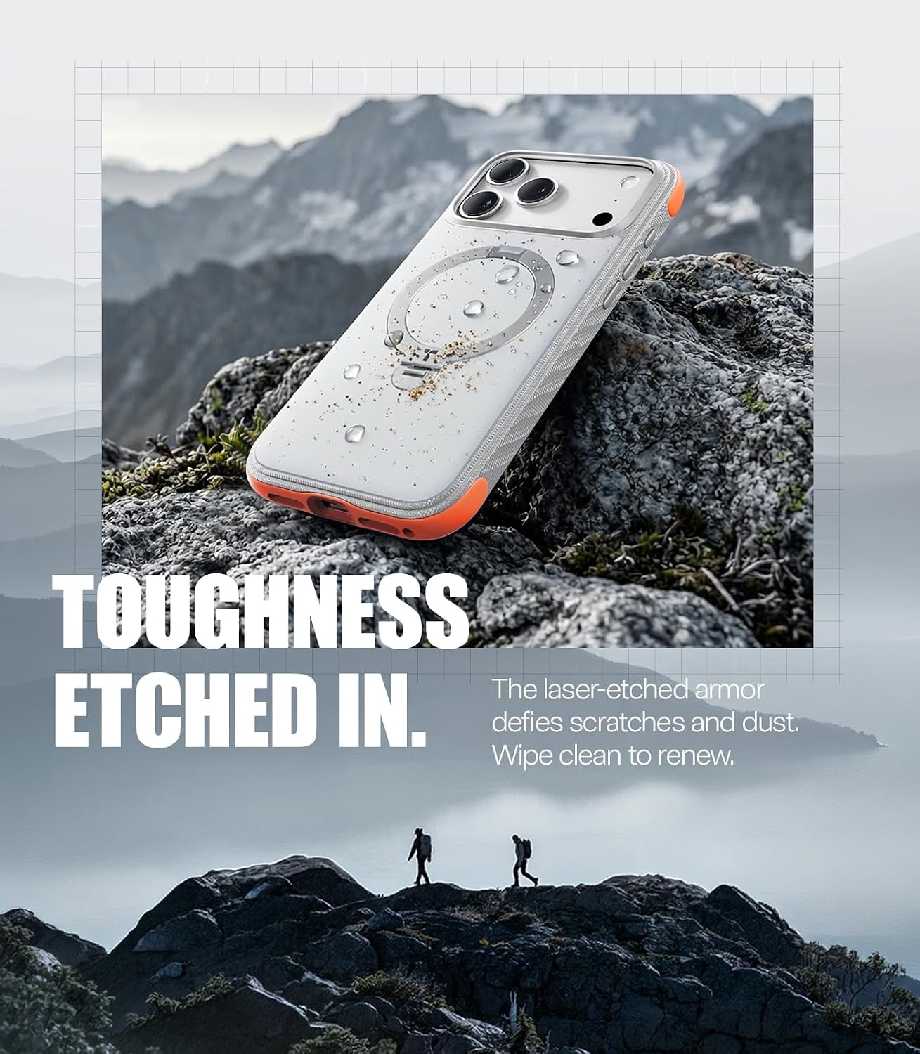 image:imageTORRAS Q3 Rugged for iPhone 17 Pro Max Case with 360 Magnetic Stand Tough 7X MilGrade Protection Fit for MagSafe AntiSlip Grippy Sides Camera Control ButtonMicrofiber Lining Deep Blue2Sandstone Gray