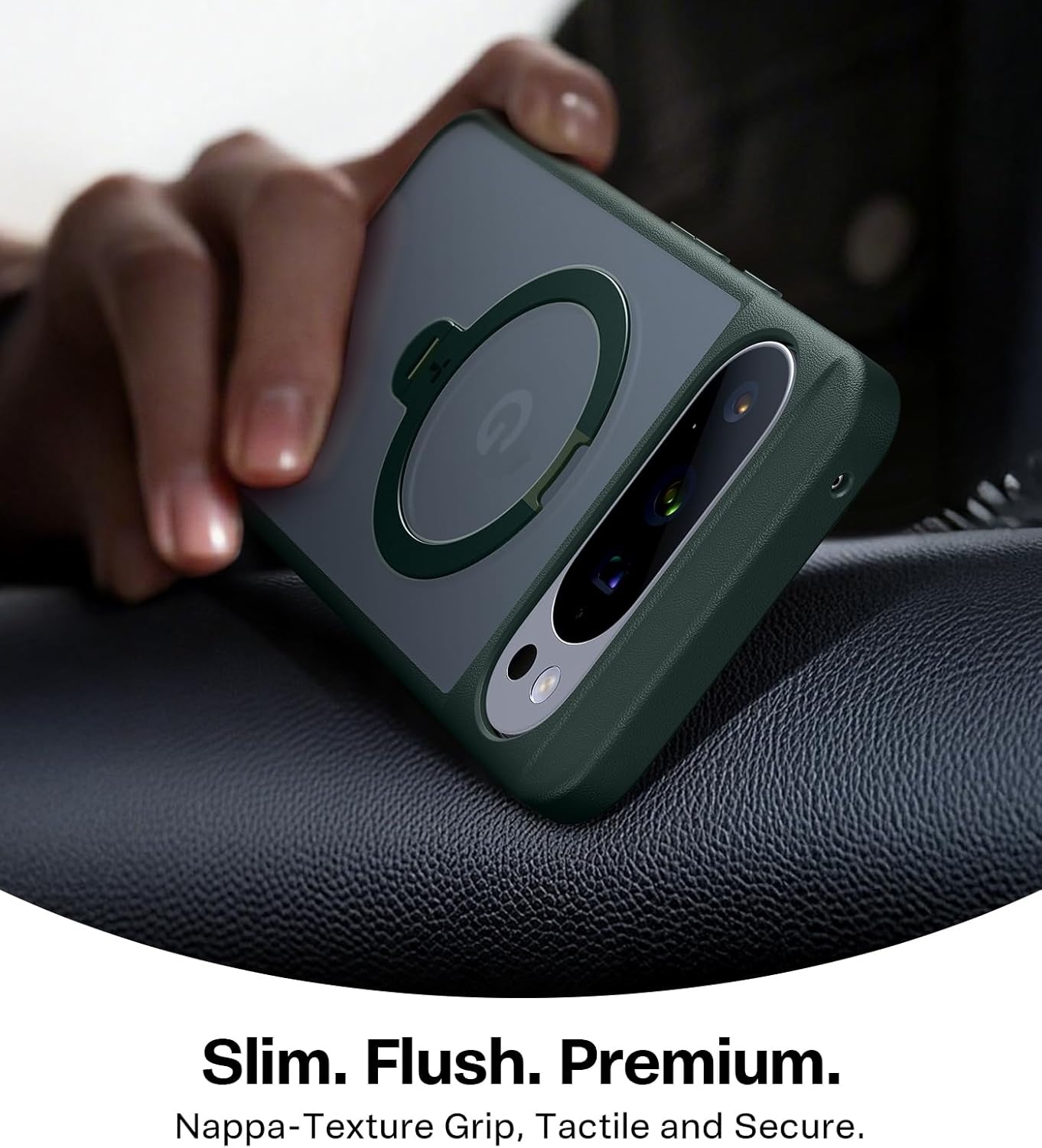 image:imageTORRAS Q3 Spin Magnetic 360 Stand for Google Pixel 10 Pro Case 10 Case Fit for Magsafe 4X Military Grade Protection Shockproof Pixel 10 Pro Phone Case with Stand Translucent BlackGreen