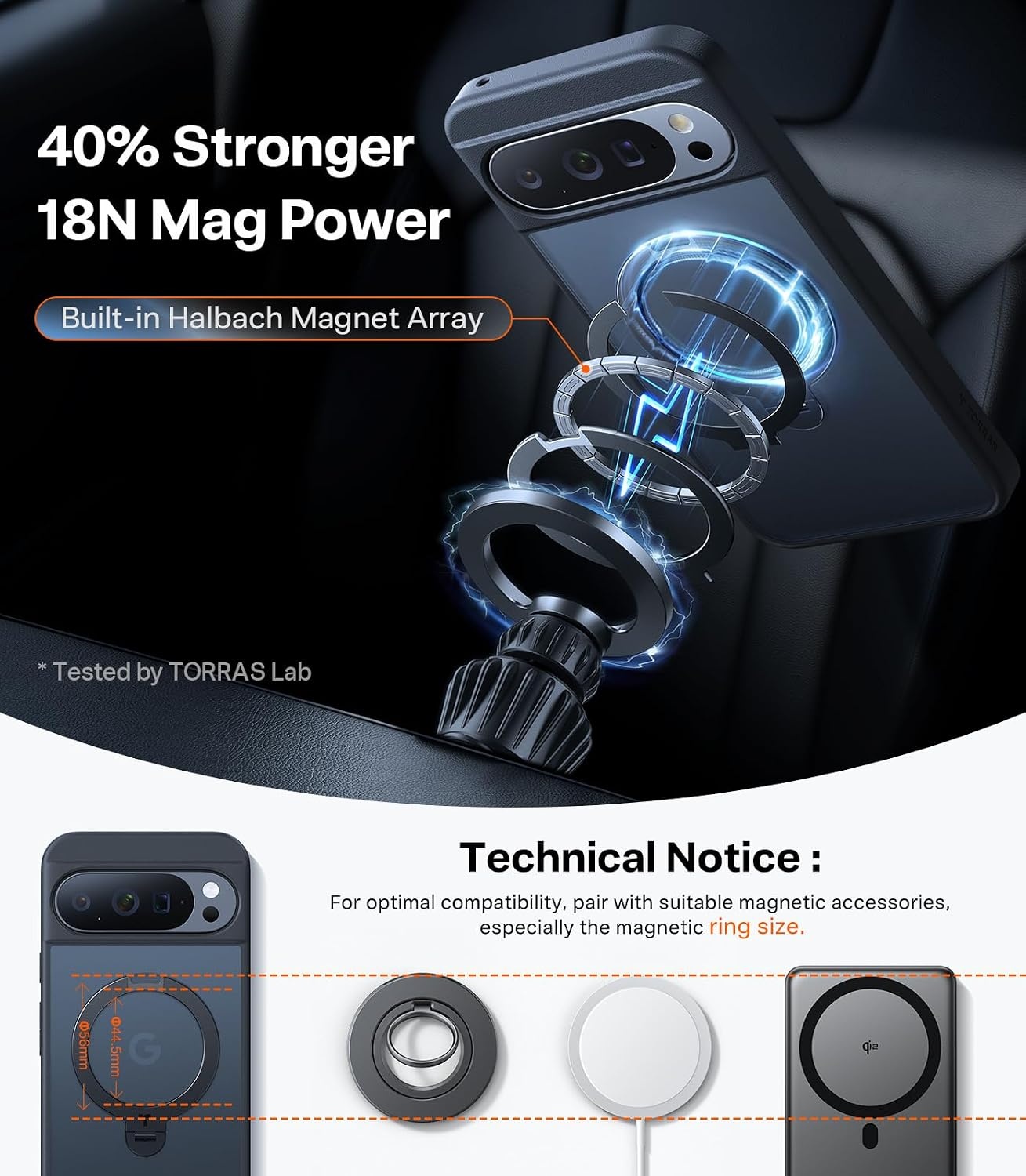 image:imageTORRAS Q3 Spin Magnetic 360 Stand for Google Pixel 10 Pro Case 10 Case Fit for Magsafe 4X Military Grade Protection Shockproof Pixel 10 Pro Phone Case with Stand Translucent BlackBlack