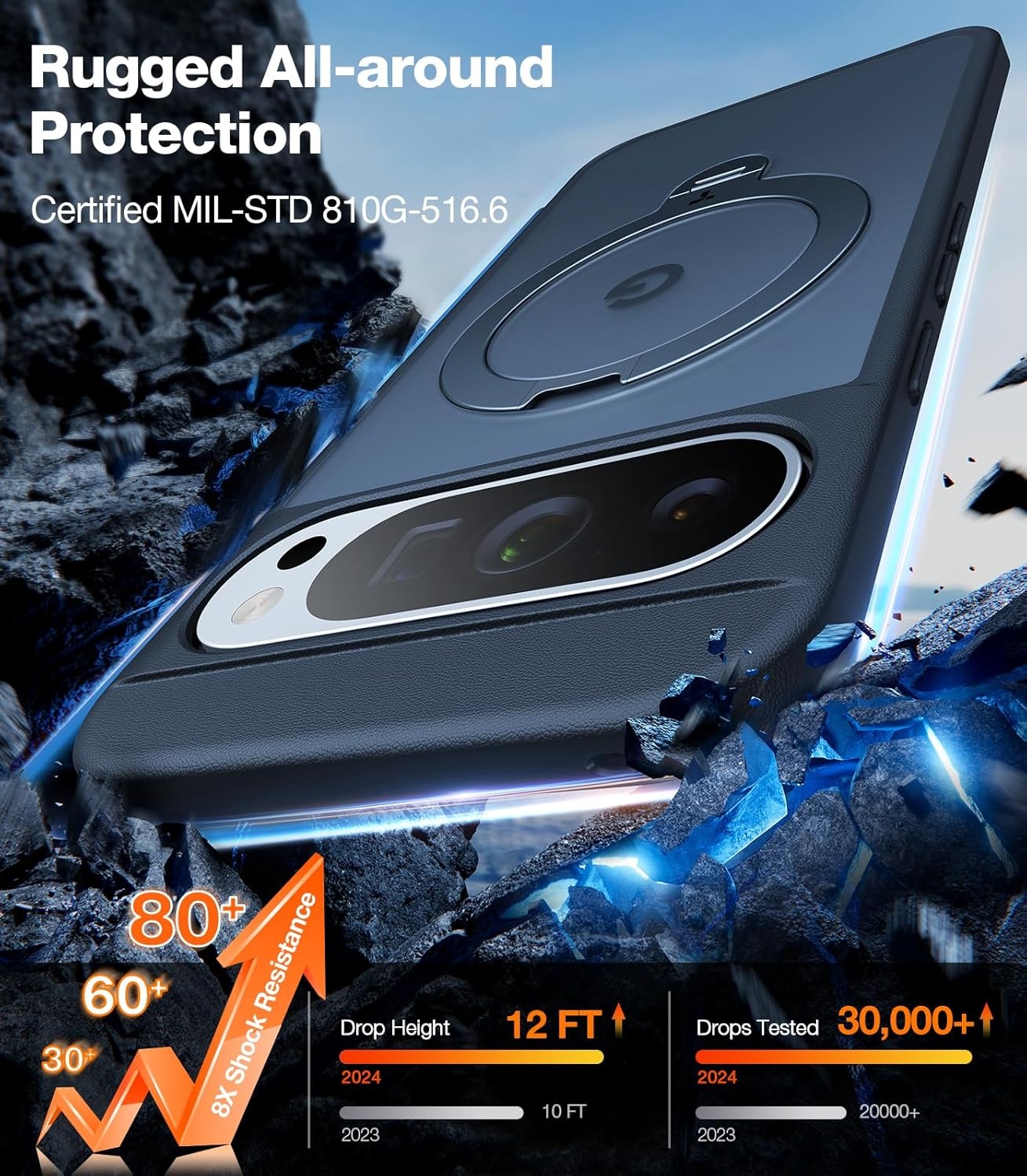 image:imageTORRAS Q3 Spin Magnetic 360 Stand for Google Pixel 10 Pro Case 10 Case Fit for Magsafe 4X Military Grade Protection Shockproof Pixel 10 Pro Phone Case with Stand Translucent BlackBlack