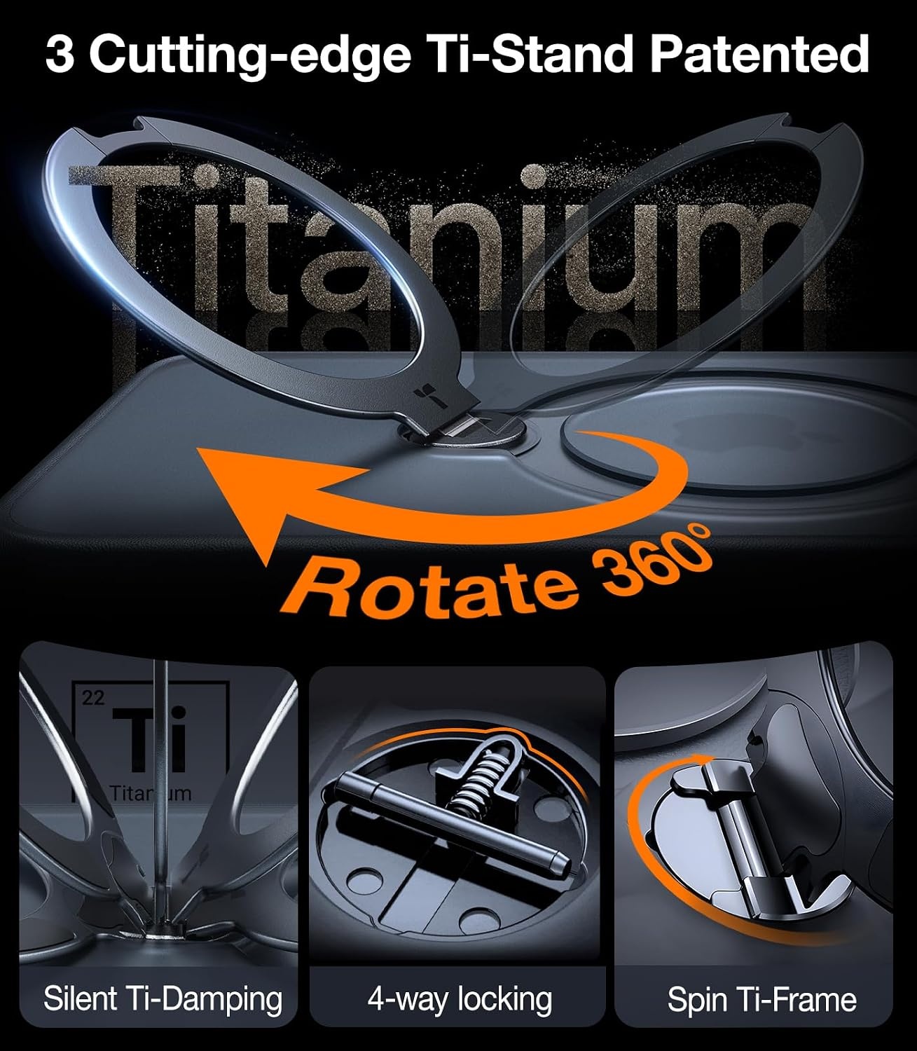image:imageTORRAS Q3 Spin for iPhone 13 Pro Max Case 360 Magnetic Stand Fit for Magsafe Fit for Magsafe Military Grade Shockproof Phone Case with Kickstand Black