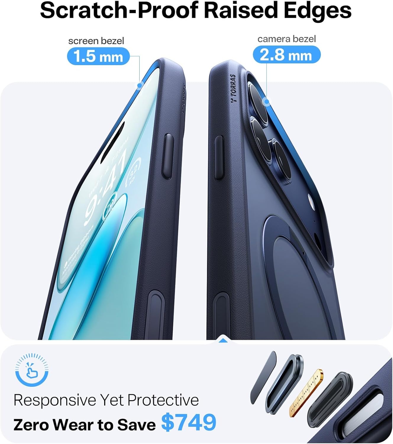 image:imageTORRAS Q3 Spin for iPhone 14 Pro Max Case with 360 Magnetic Stand Compatible with MagSafe Military Grade Protective Case for iPhone 14 Pro Max Phone Case with Kickstand BlackBlue