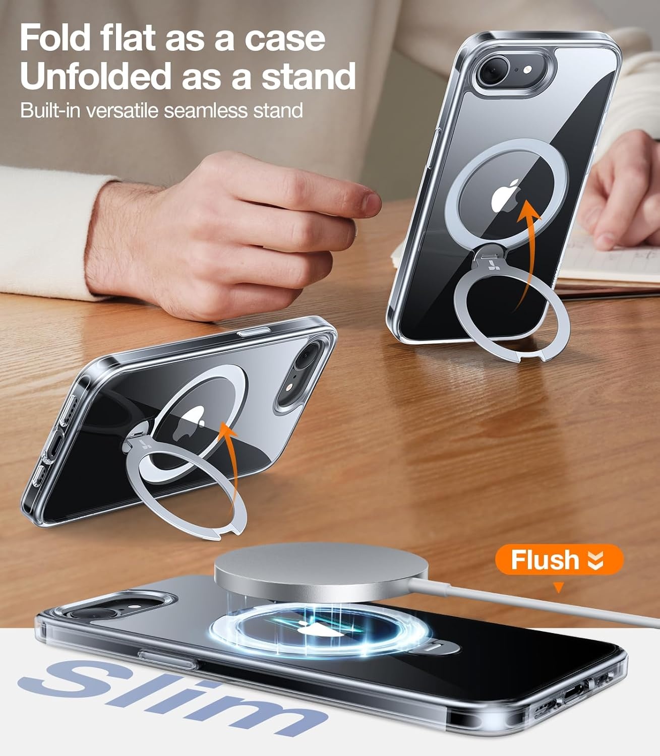 image:imageTORRAS Q3 Spin for iPhone 14 Pro Max Case with 360 Magnetic Stand Compatible with MagSafe Military Grade Protective Case for iPhone 14 Pro Max Phone Case with Kickstand BlackClear