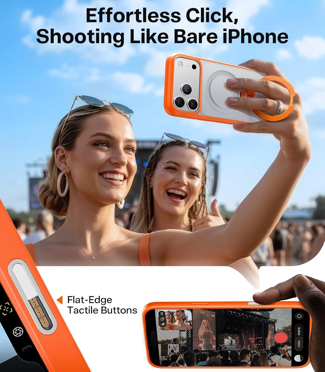 image:imageTORRAS Q3 Spin for iPhone 14 Pro Max Case with 360 Magnetic Stand Compatible with MagSafe Military Grade Protective Case for iPhone 14 Pro Max Phone Case with Kickstand BlackNeon Orange