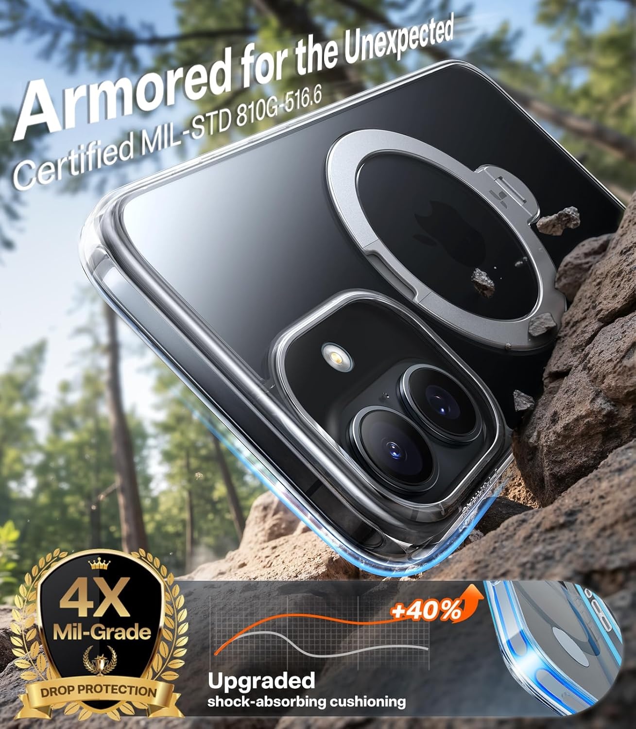 image:imageTORRAS Q3 Spin for iPhone 14 Pro Max Case with 360 Magnetic Stand Compatible with MagSafe Military Grade Protective Case for iPhone 14 Pro Max Phone Case with Kickstand BlackClear