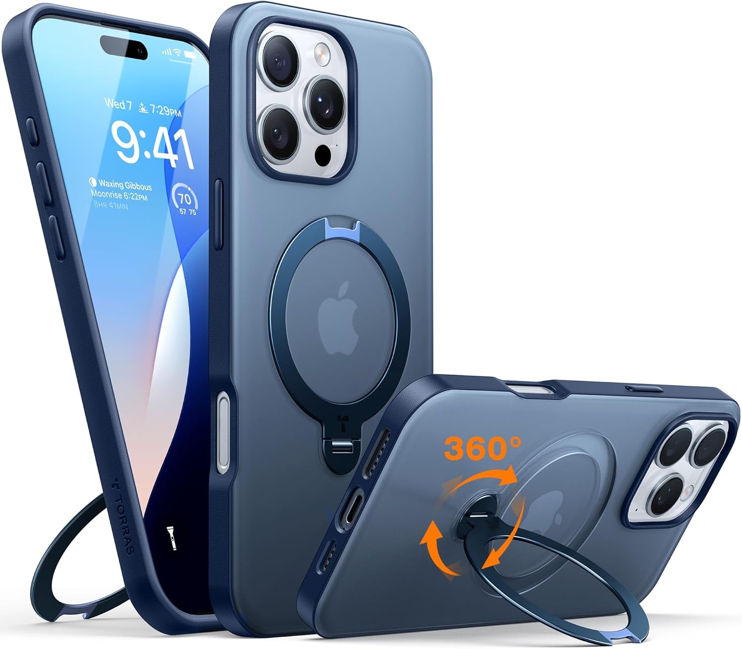image:imageTORRAS Q3 Spin for iPhone 14 Pro Max Case with 360 Magnetic Stand Compatible with MagSafe Military Grade Protective Case for iPhone 14 Pro Max Phone Case with Kickstand BlackBlue