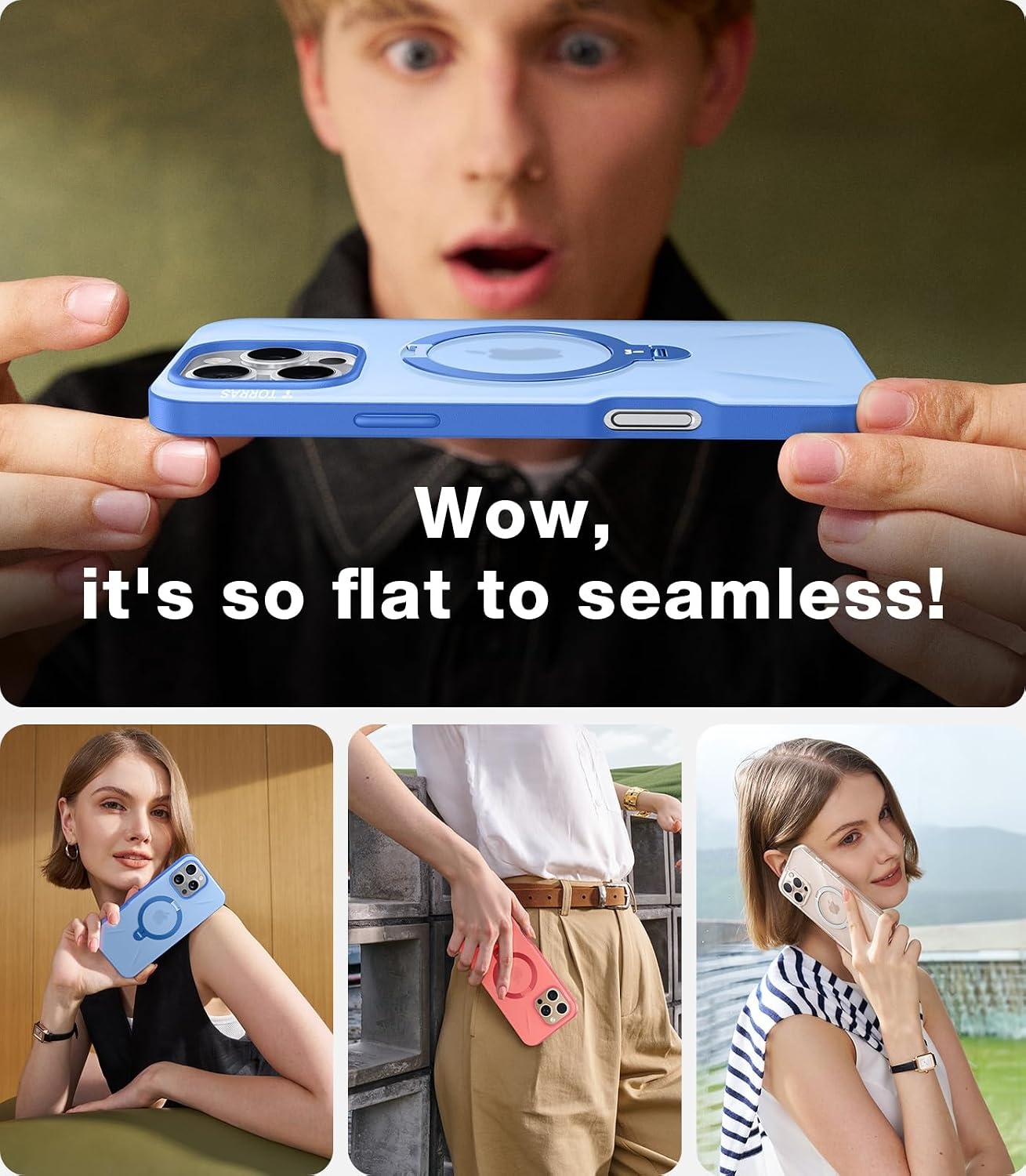 image:imageTORRAS Q3 Spin for iPhone 14 Pro Max Case with 360 Magnetic Stand Compatible with MagSafe Military Grade Protective Case for iPhone 14 Pro Max Phone Case with Kickstand BlackSapphire Blue