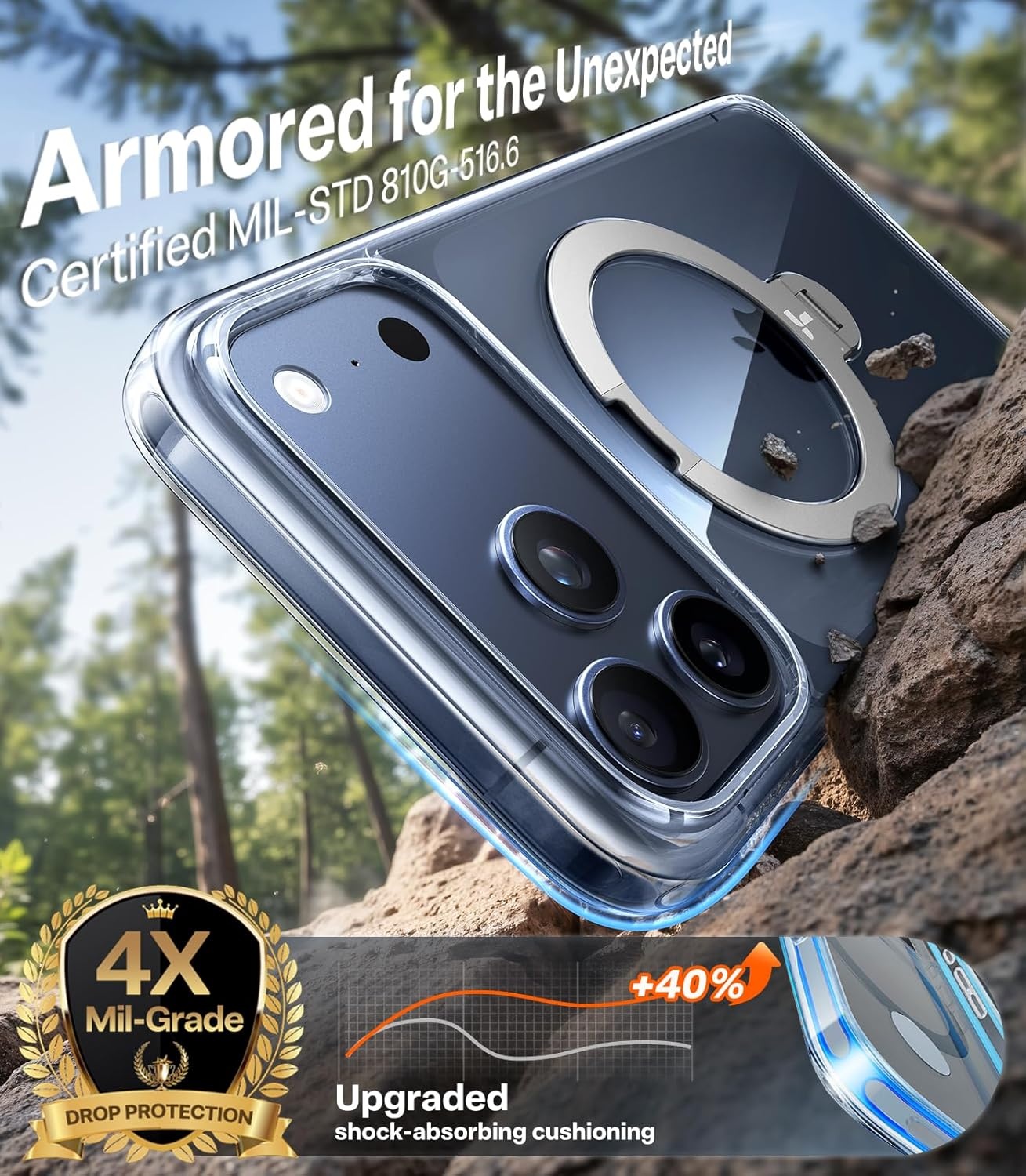 image:imageTORRAS Q3 Spin for iPhone 14 Pro Max Case with 360 Magnetic Stand Compatible with MagSafe Military Grade Protective Case for iPhone 14 Pro Max Phone Case with Kickstand BlackClear