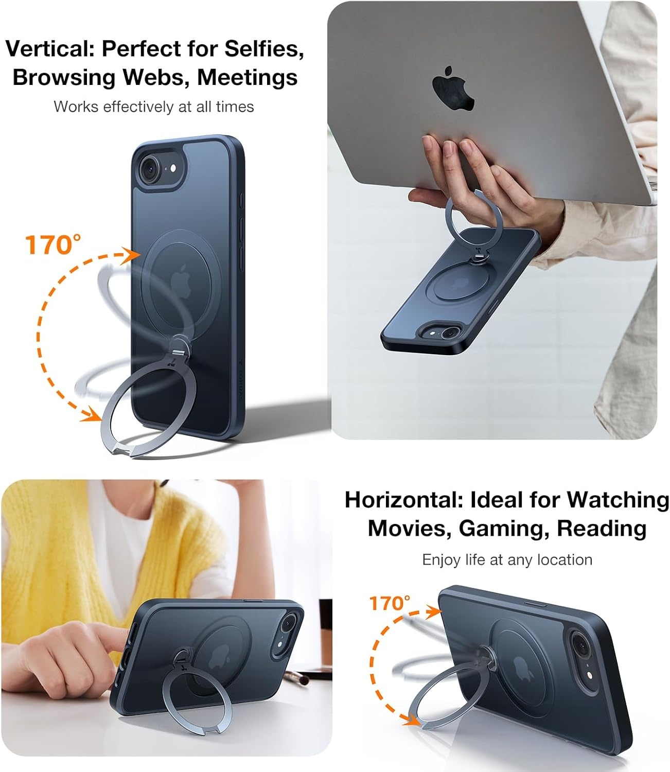 image:imageTORRAS Q3 Spin for iPhone 14 Pro Max Case with 360 Magnetic Stand Compatible with MagSafe Military Grade Protective Case for iPhone 14 Pro Max Phone Case with Kickstand BlackBlack
