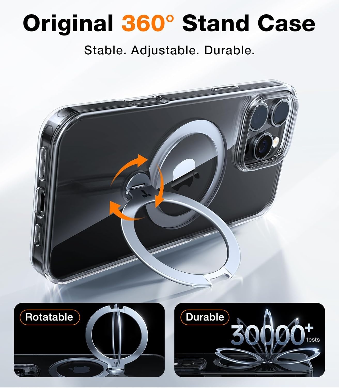 image:imageTORRAS Q3 Spin for iPhone 14 Pro Max Case with 360 Magnetic Stand Compatible with MagSafe Military Grade Protective Case for iPhone 14 Pro Max Phone Case with Kickstand BlackClear