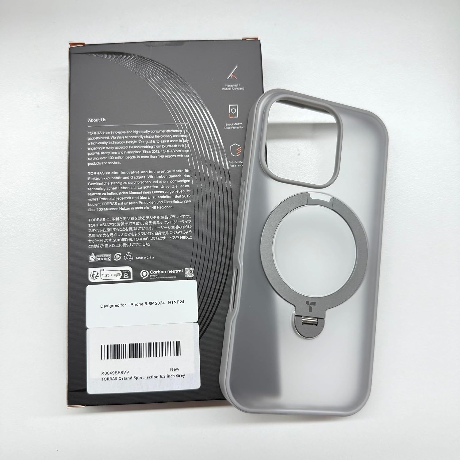 image:imageTORRAS Q3 Spin for iPhone 16 Pro Case 360 Magnetic Stand Fit for MagSafe Builtin Ring Holder Kickstand MilGrade Protective Translucent Hard PC Case for iPhone 16 Pro Natural Titanium 63