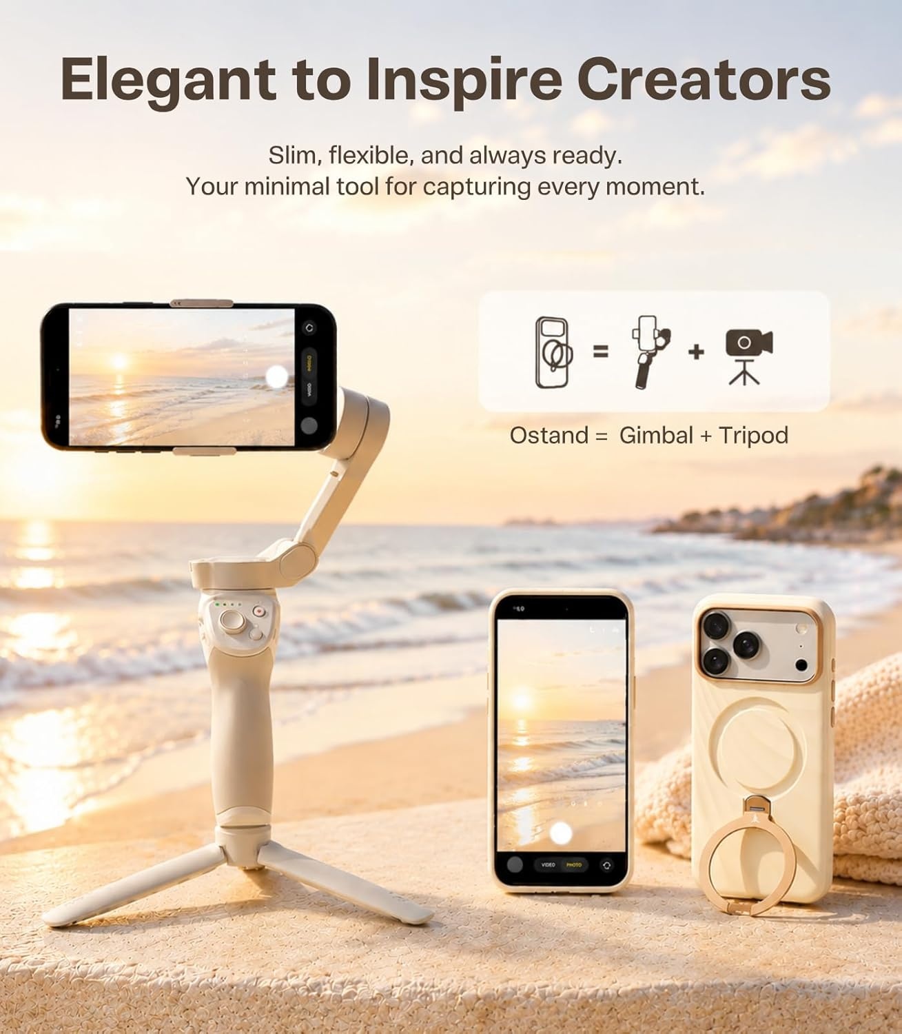 image:imageTORRAS Q3 Wind for iPhone 17 Pro Max Case Liquid Silicone Fit for MagSafe 360 Spin Magnetic Stand Soft Grip Camera Control Protective Phone Case for iPhone 17 Pro Max Case Cream GlowCream Glow
