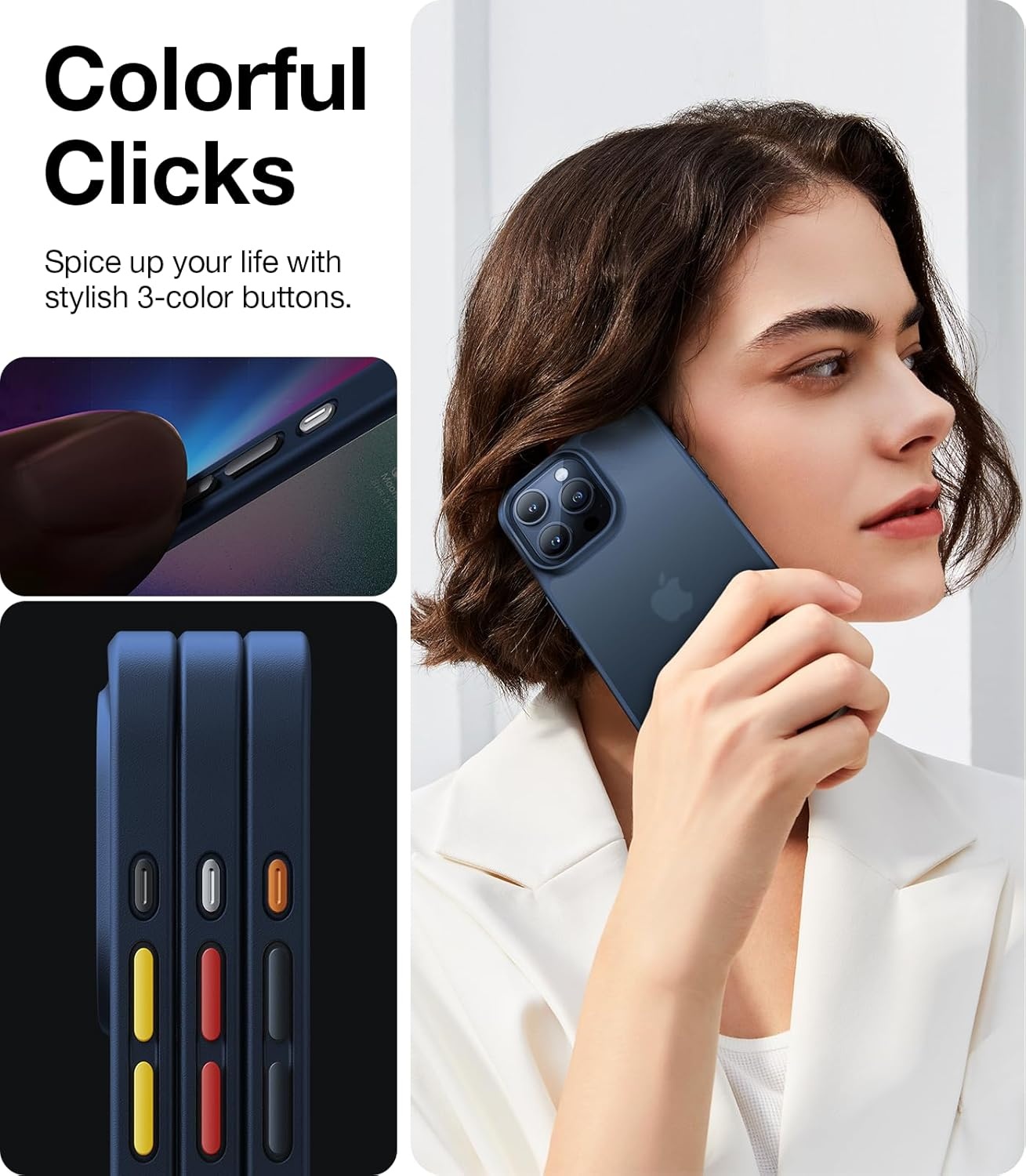 image:imageTORRAS Shockproof for iPhone 17 Pro Max Case with Camera Control Button 12FT Military Grade Drop Protection Enhanced Grip amp Soft Touch Translucent Slim 17 Pro Max Case 3 colors Buttons Deep BlueBlue
